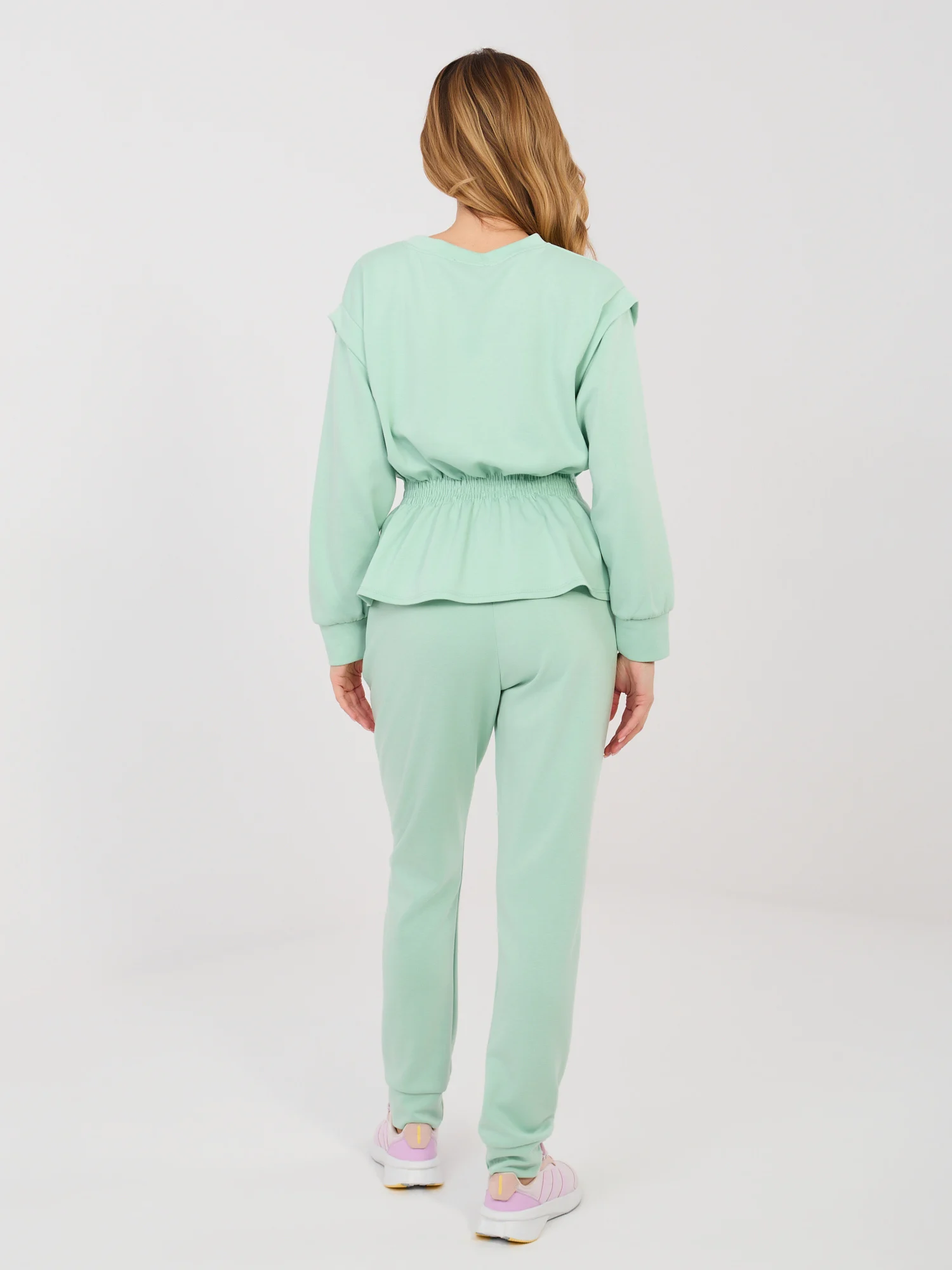 Compleu Dama Maneca lunga, Mansete elastice, RUE PARIS, Verde Eleganta Office - imagine 6