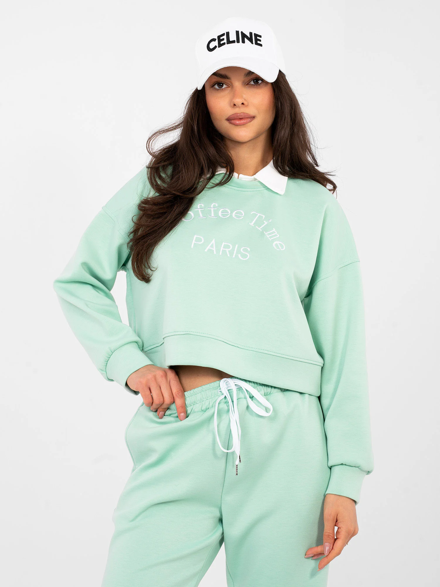 Compleu Dama Maneca lunga, Imprimat, ITALY MODA, Verde Casual - Image 2