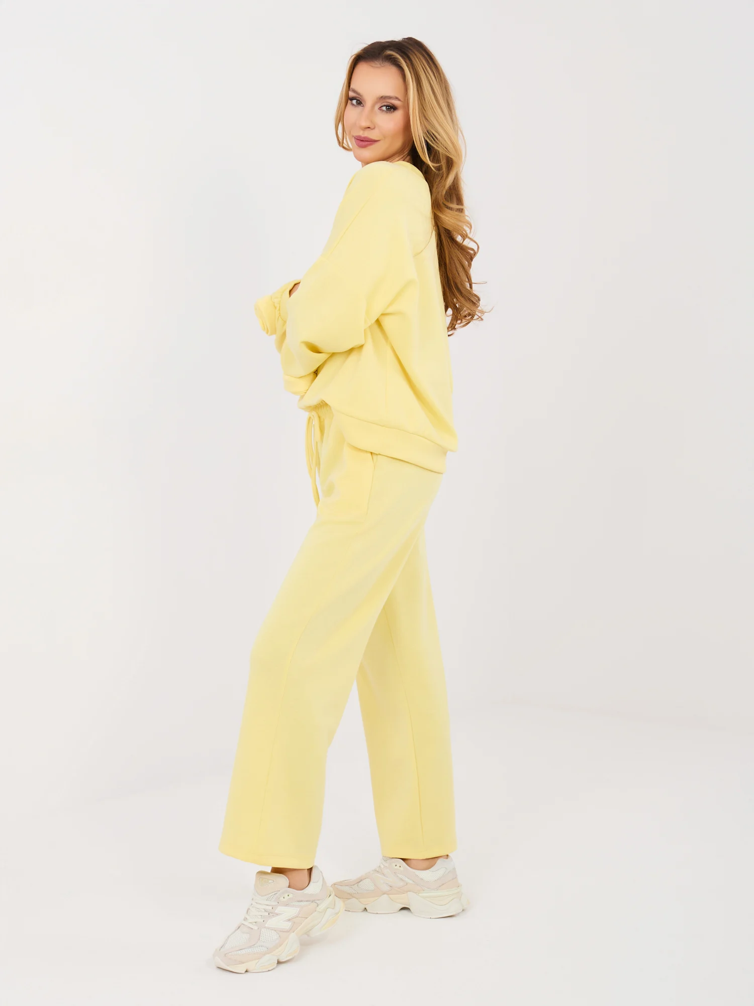 Compleu Dama Maneca lunga, Dreapta, ITALY MODA, Galben Casual - imagine 4