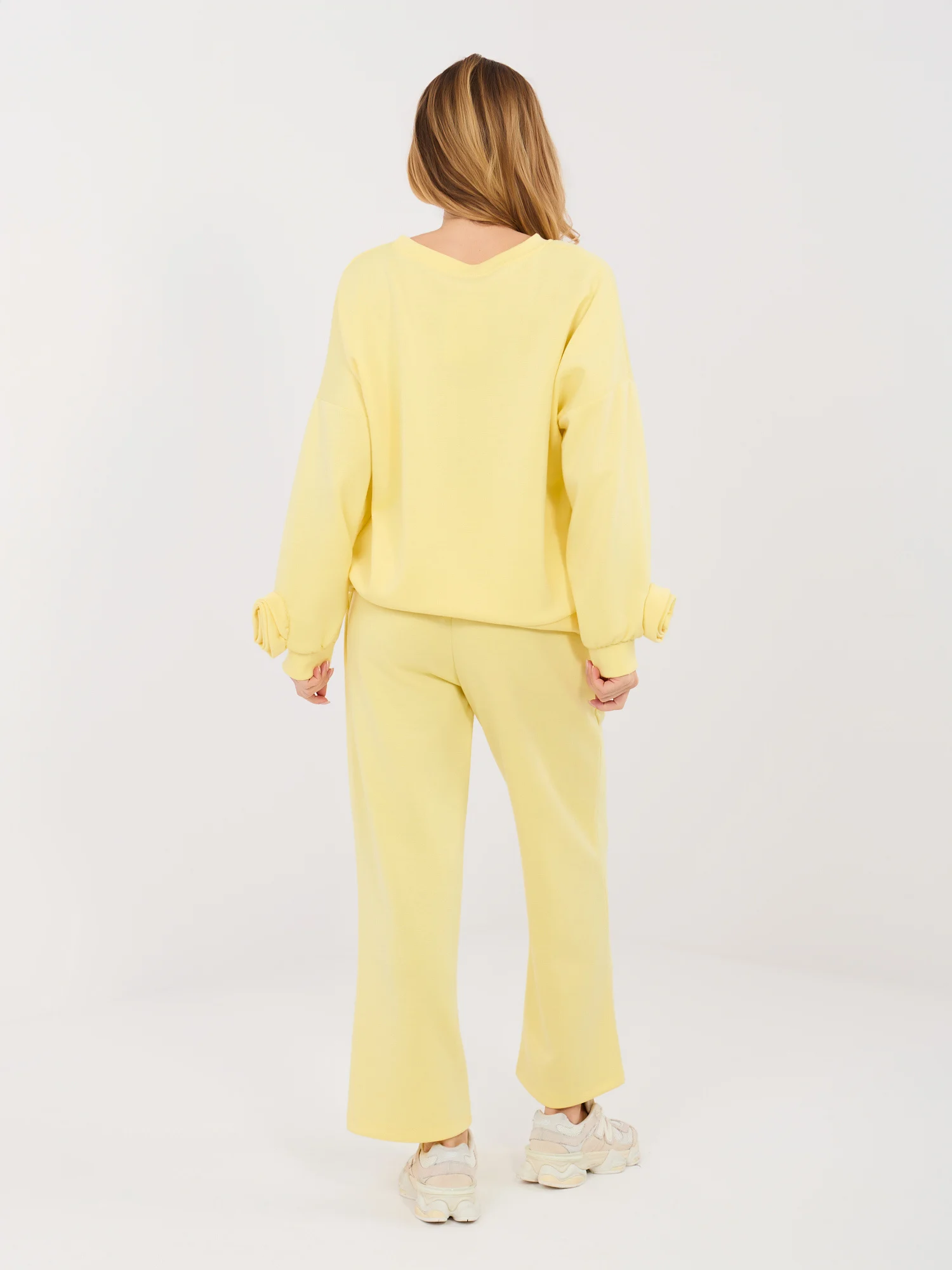Compleu Dama Maneca lunga, Dreapta, ITALY MODA, Galben Casual - imagine 5