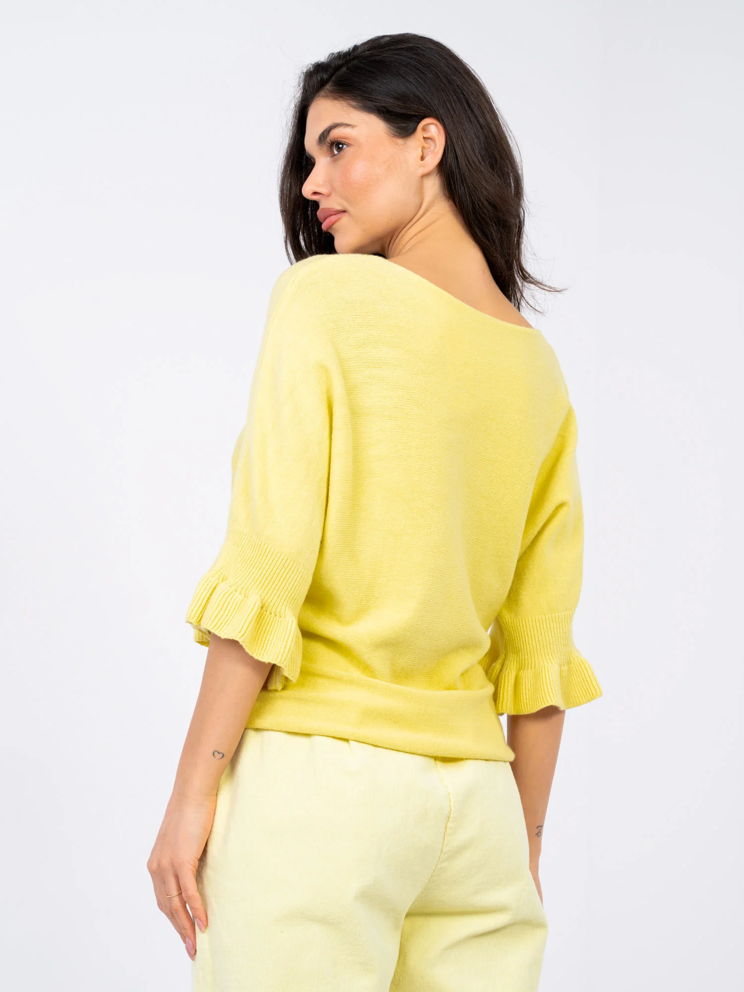 Pulover Dama Maneca 3/4, Elegant, ITALY MODA, Galben Eleganta Office - Image 5