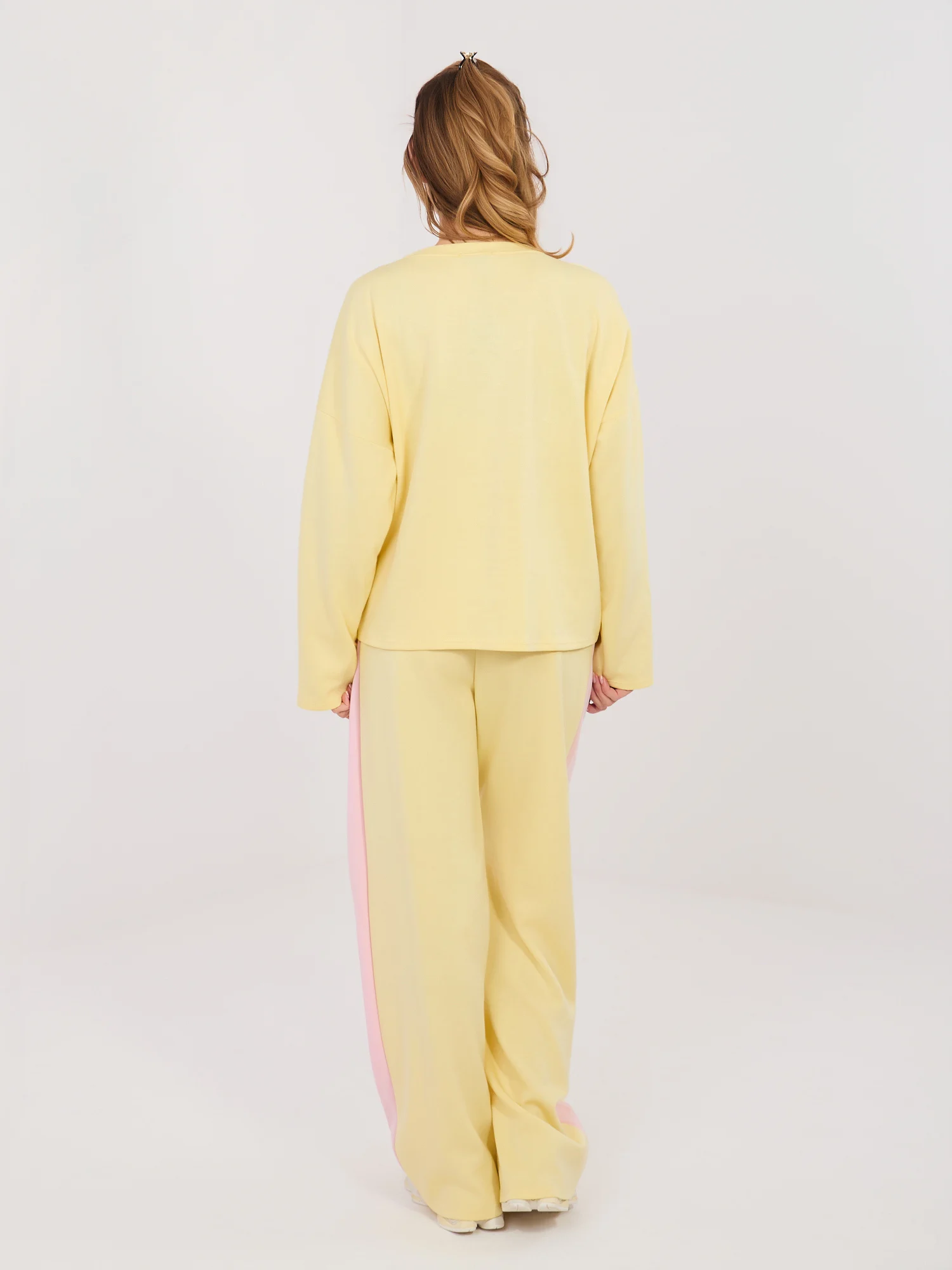Compleu Dama Maneca lunga, Larga, RUE PARIS, Galben Casual - imagine 2