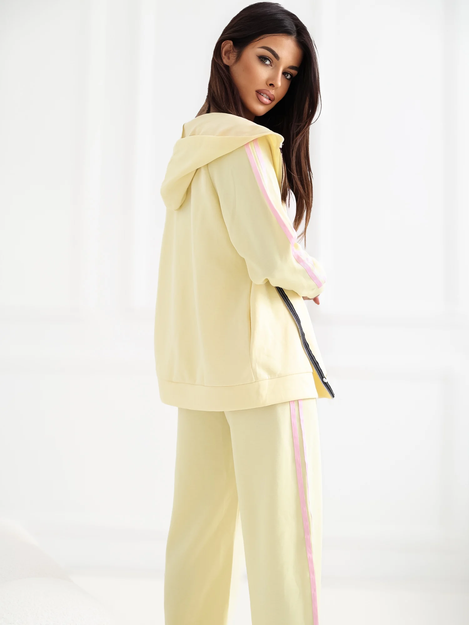 Compleu Dama Maneca lunga, Larga, RUE PARIS, Galben Casual - imagine 6