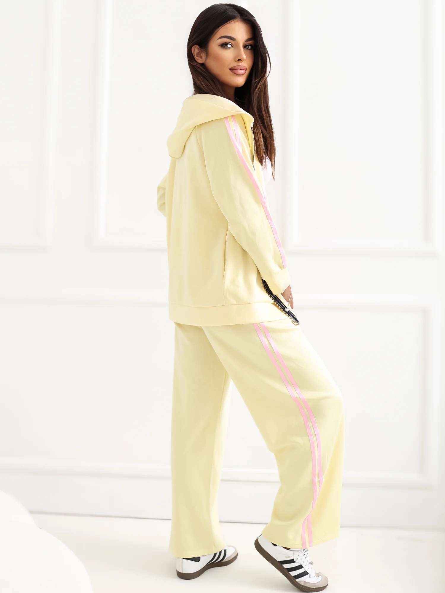 Compleu Dama Maneca lunga, Larga, RUE PARIS, Galben Casual - imagine 4