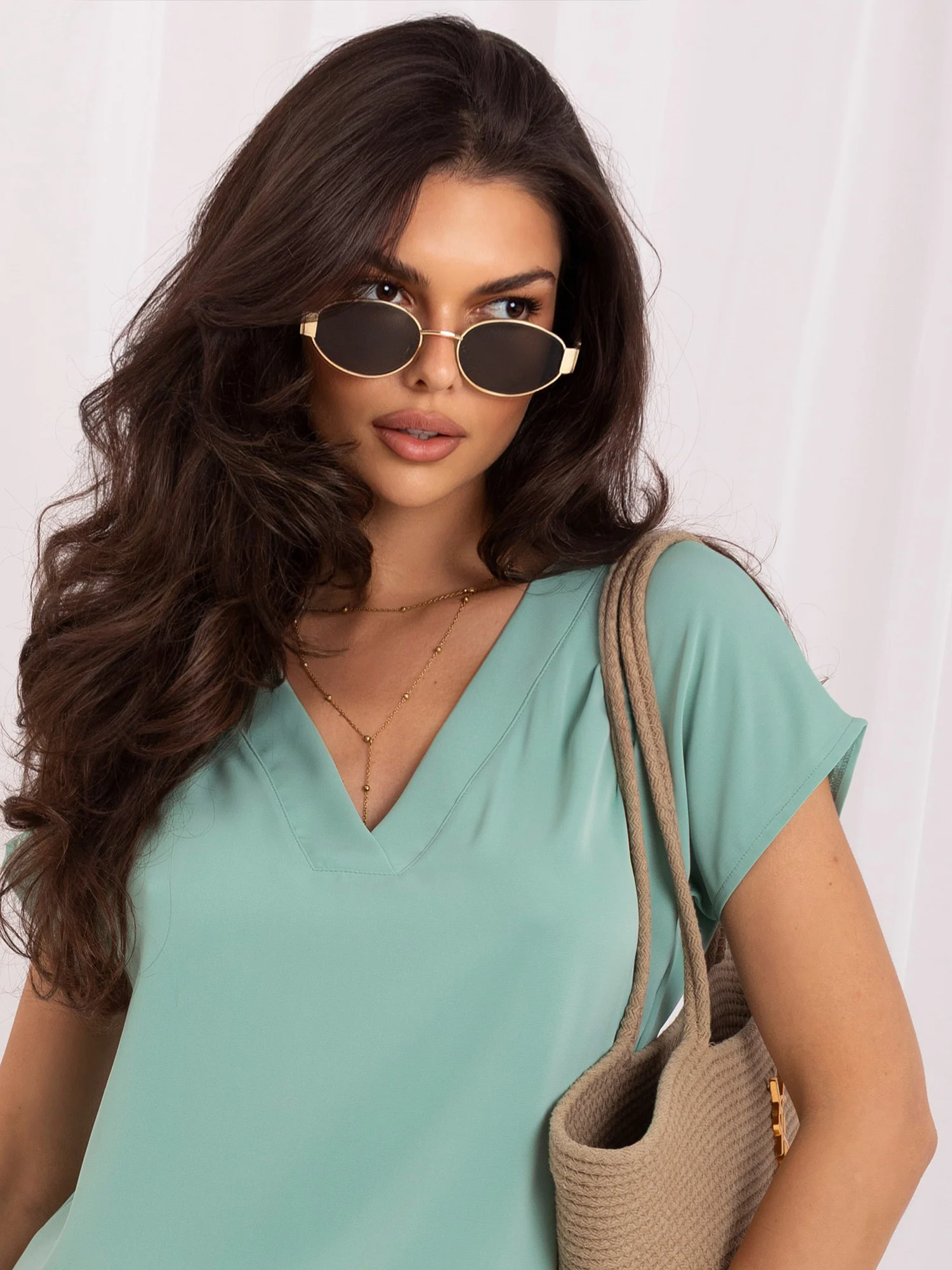 Bluza Dama Mini, Decolteu in V, BASIC FEEL GOOD, Fistic Eleganta Office - imagine 4