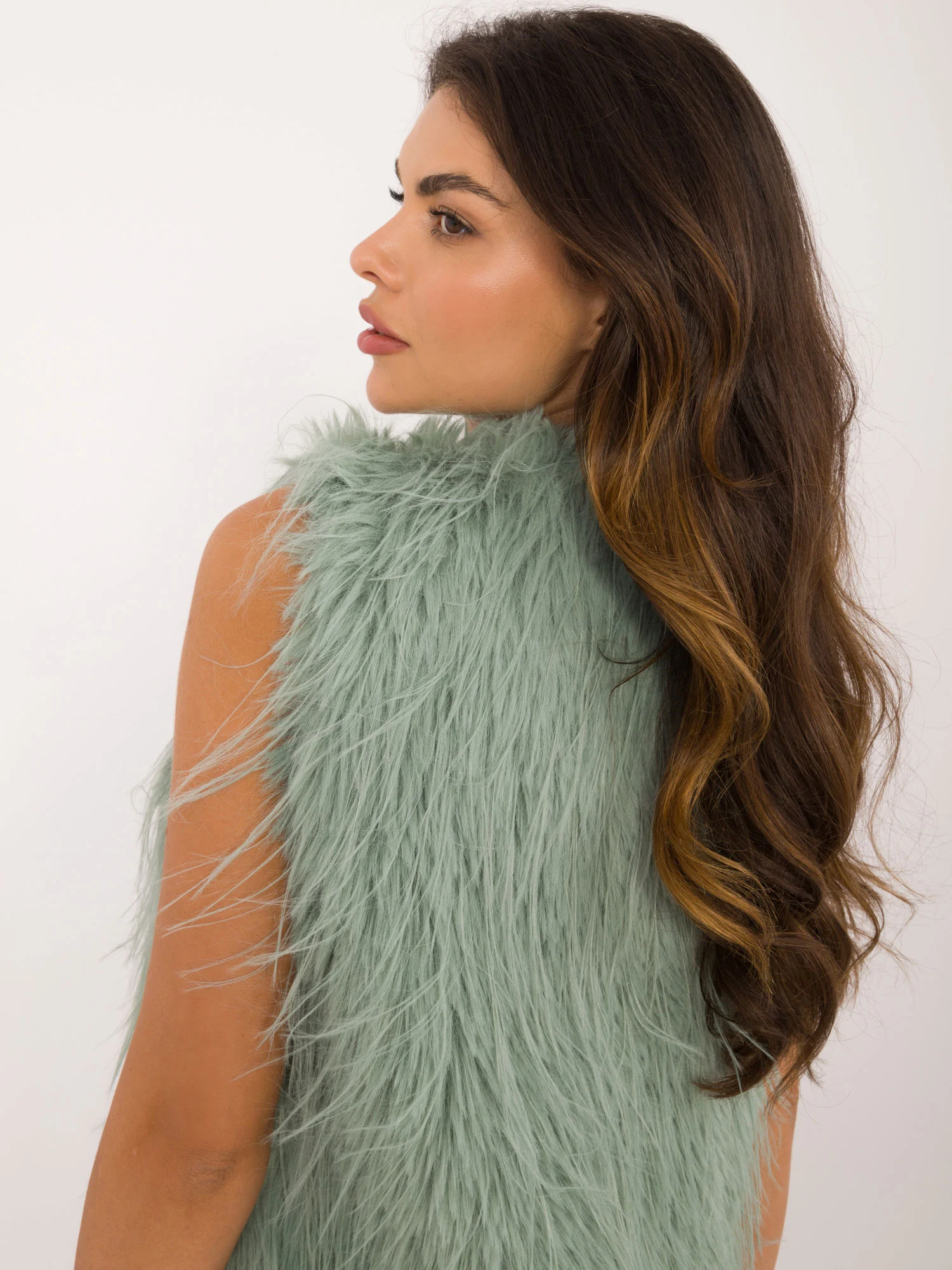 Vesta Dama Fara maneci, Guler inalt, Wool Fashion Italia, Fistic de Vara - imagine 4