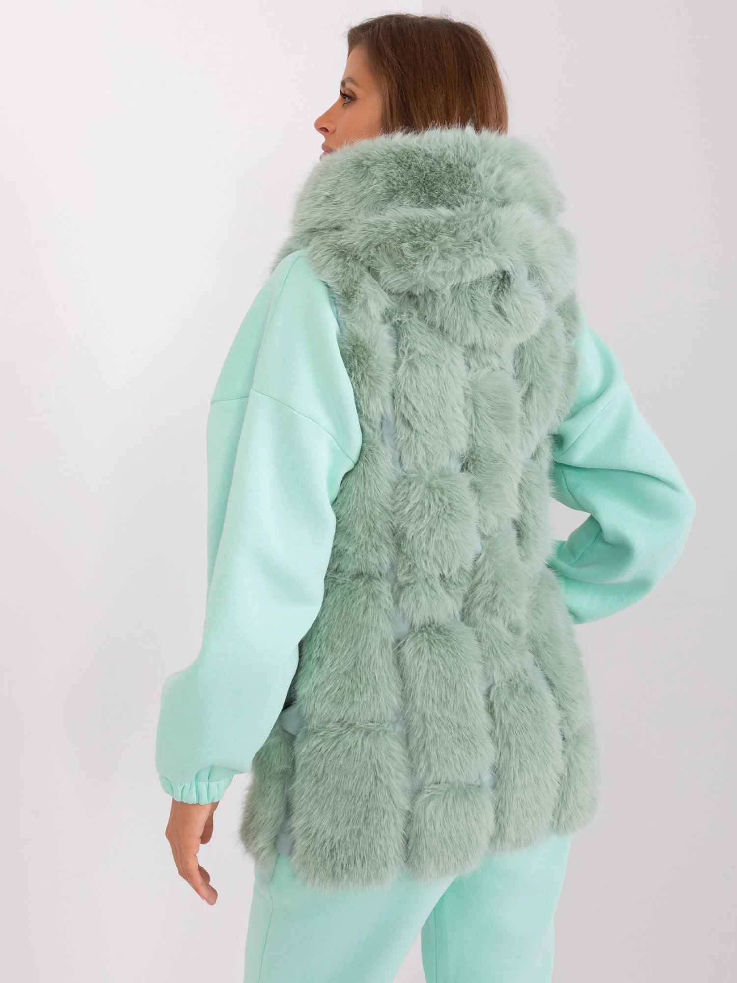 Vesta Dama Fara maneci, Guler inalt, Wool Fashion Italia, Fistic Casual Marimi Mari - Image 4