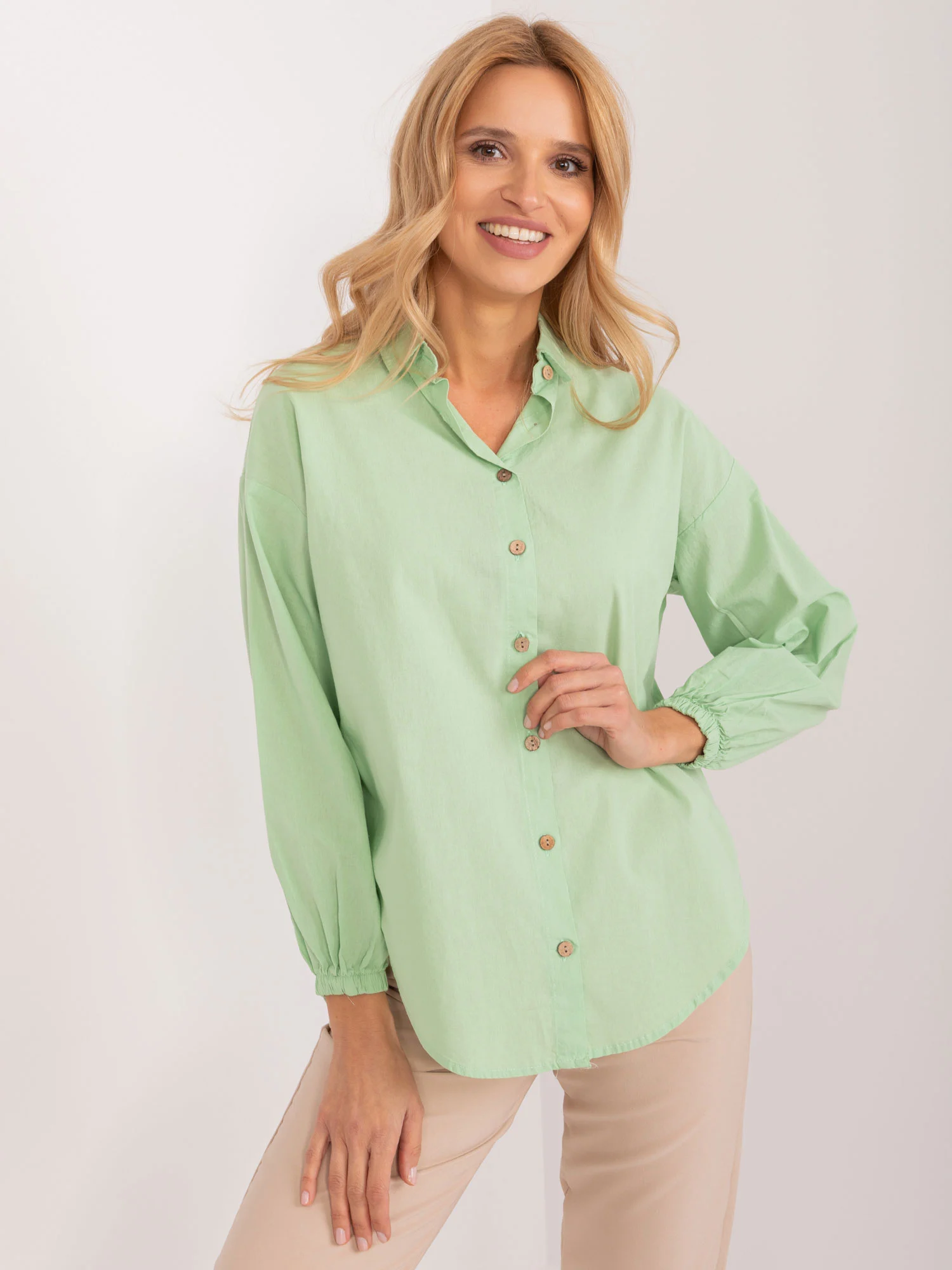 Camasa Dama Maneca lunga, Guler inalt, BY POMMES LIFE, Fistic Eleganta Office - imagine 3