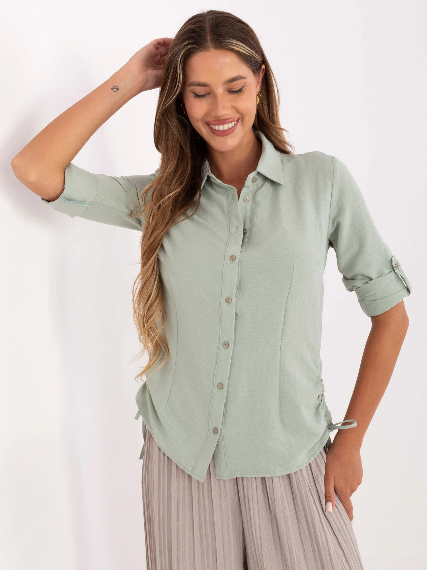 Camasa Dama Maneca lunga, Guler inalt, RUE PARIS, Fistic Eleganta Office - imagine 3