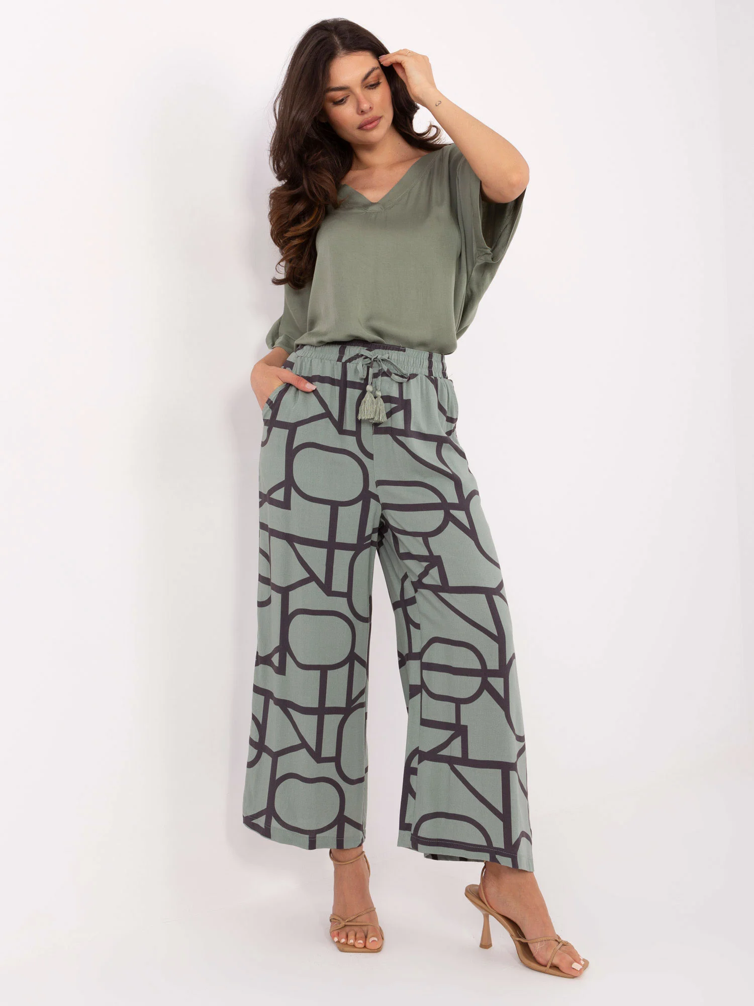 Pantaloni Dama Larga, Guler inalt, Sublevel, Fistic Casual Marimi Mari - imagine 5