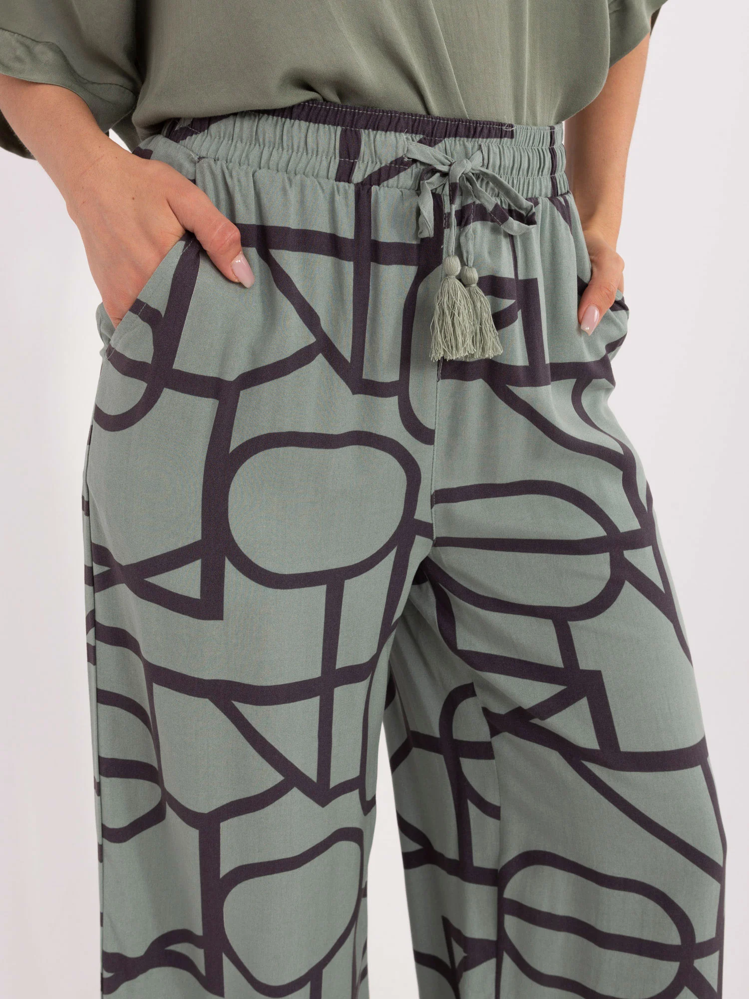 Pantaloni Dama Larga, Guler inalt, Sublevel, Fistic Casual Marimi Mari - imagine 2