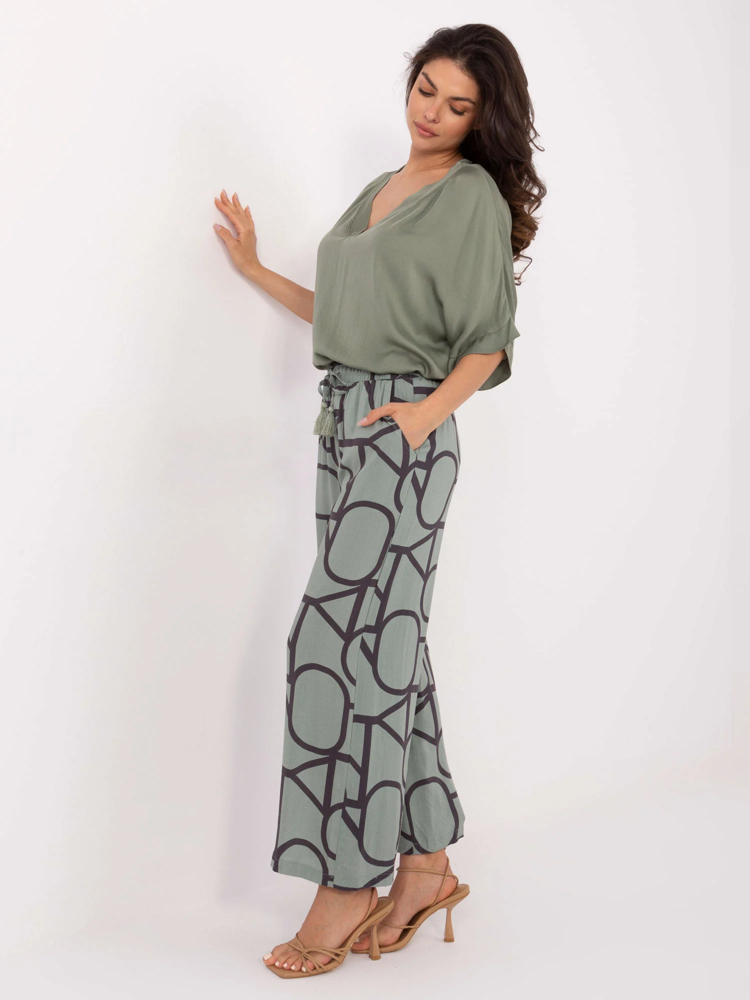 Pantaloni Dama Larga, Guler inalt, Sublevel, Fistic Casual Marimi Mari - imagine 3