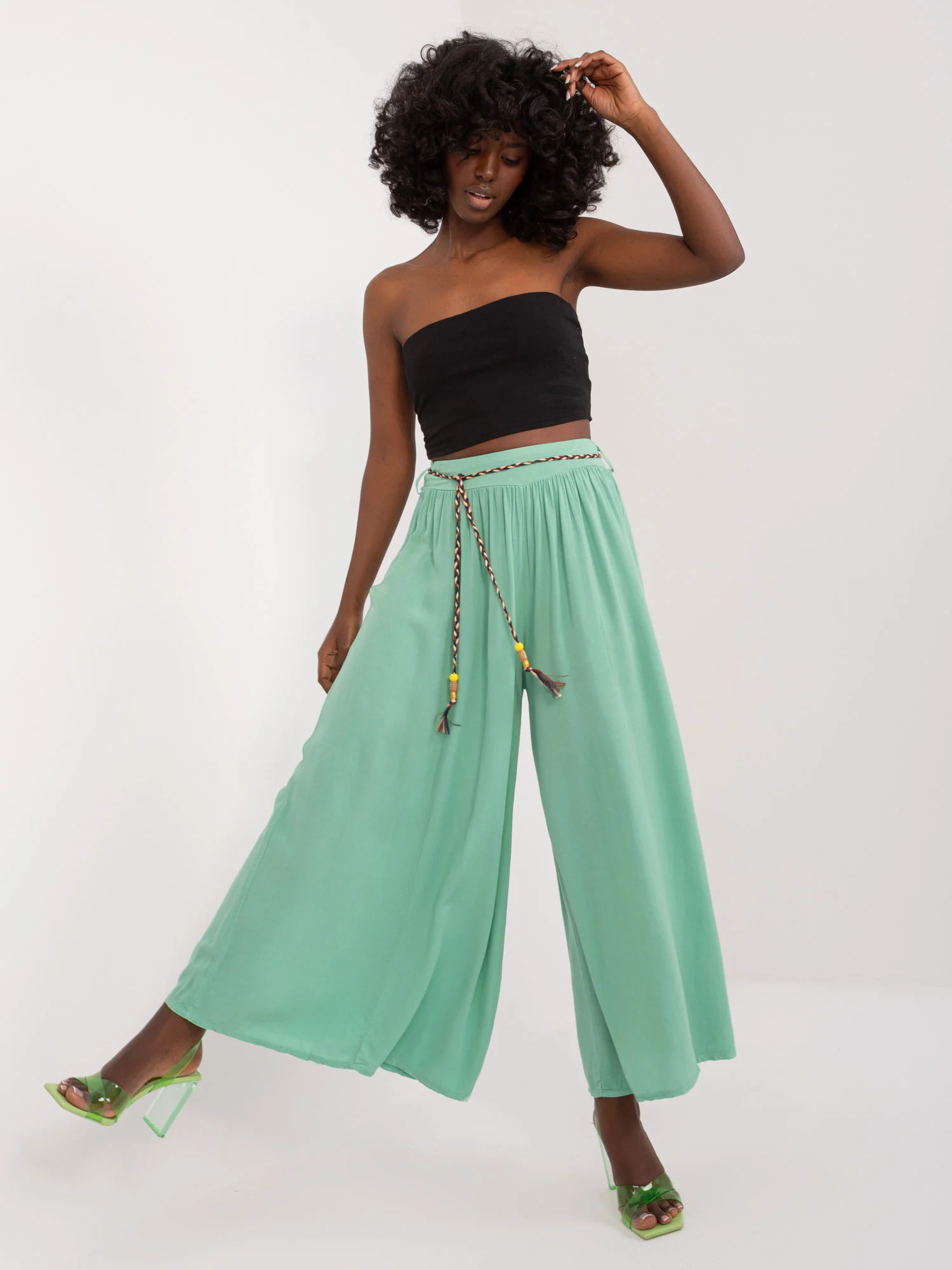 Pantaloni Dama Larga, Guler inalt, Och Bella, Fistic Casual - Image 5