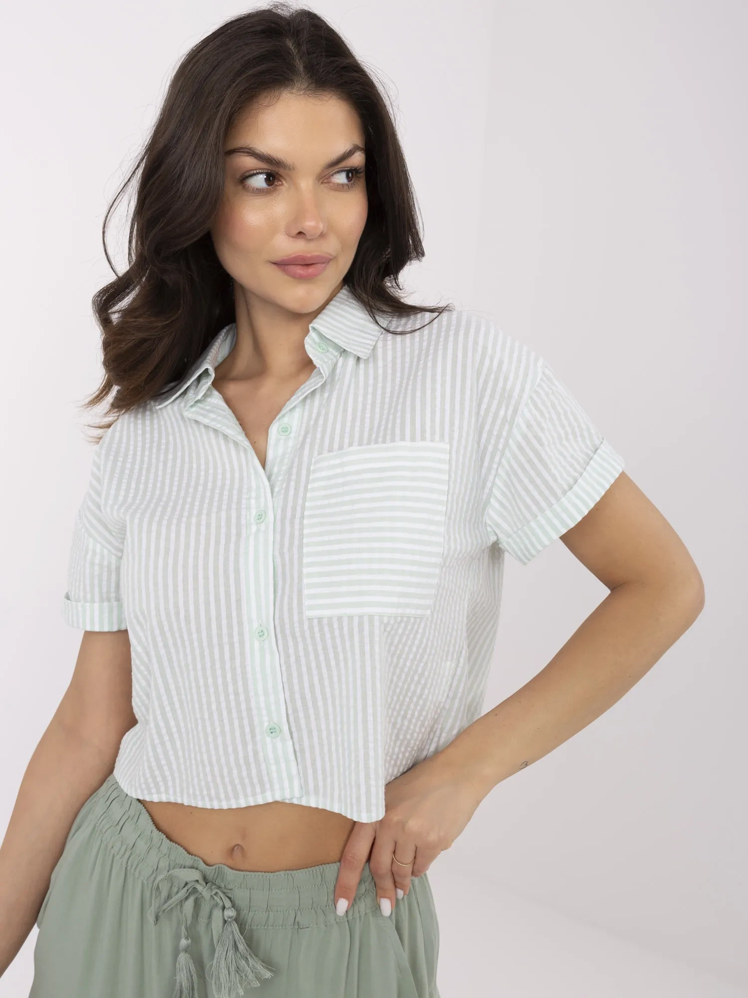 Camasa Dama Mini, Dungi, Vinceotto, Verde Casual - imagine 5