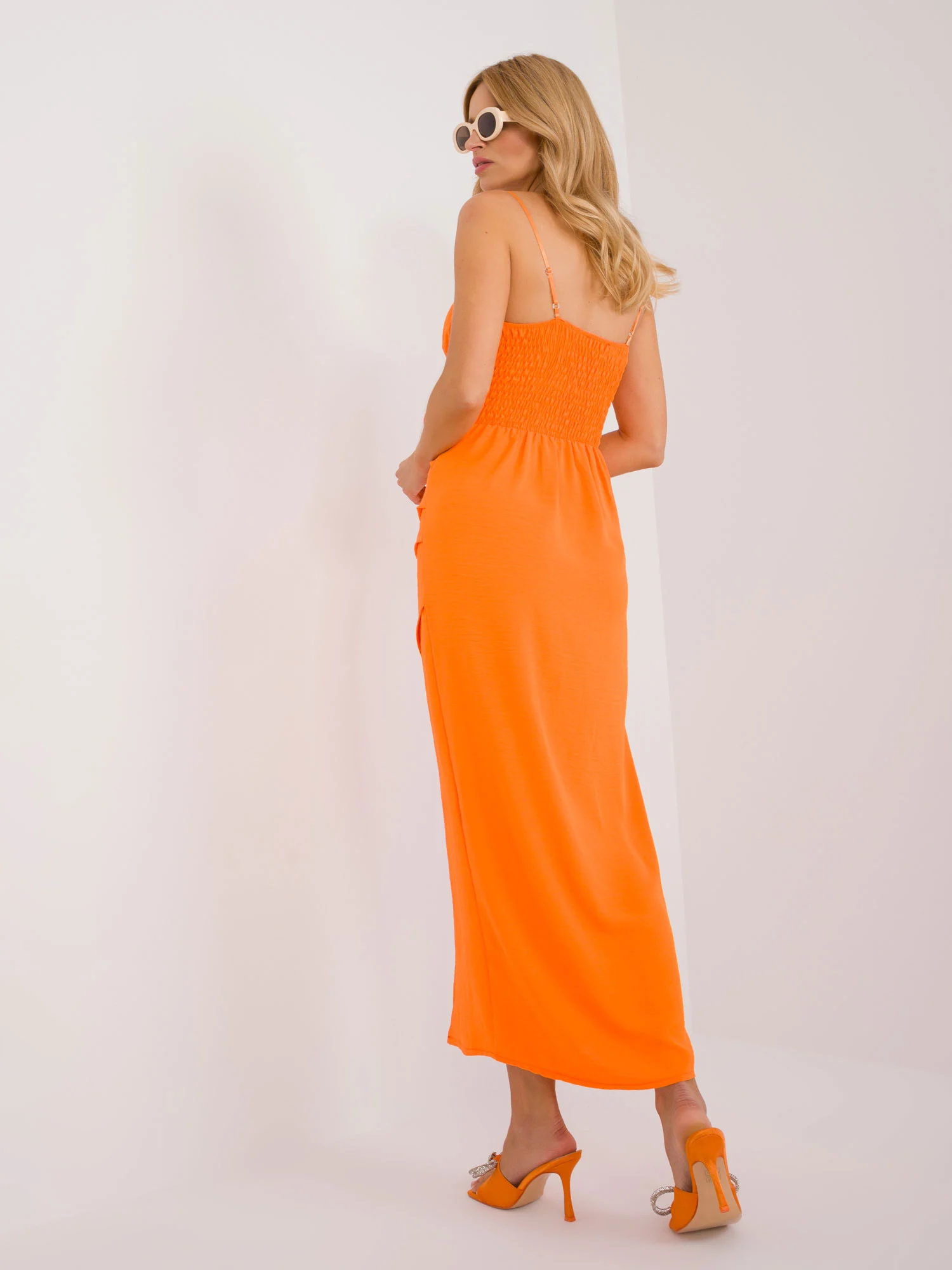 Rochie Dama Midi, Rochie creion, ITALY MODA, Portocaliu de Sarbatori - Image 2