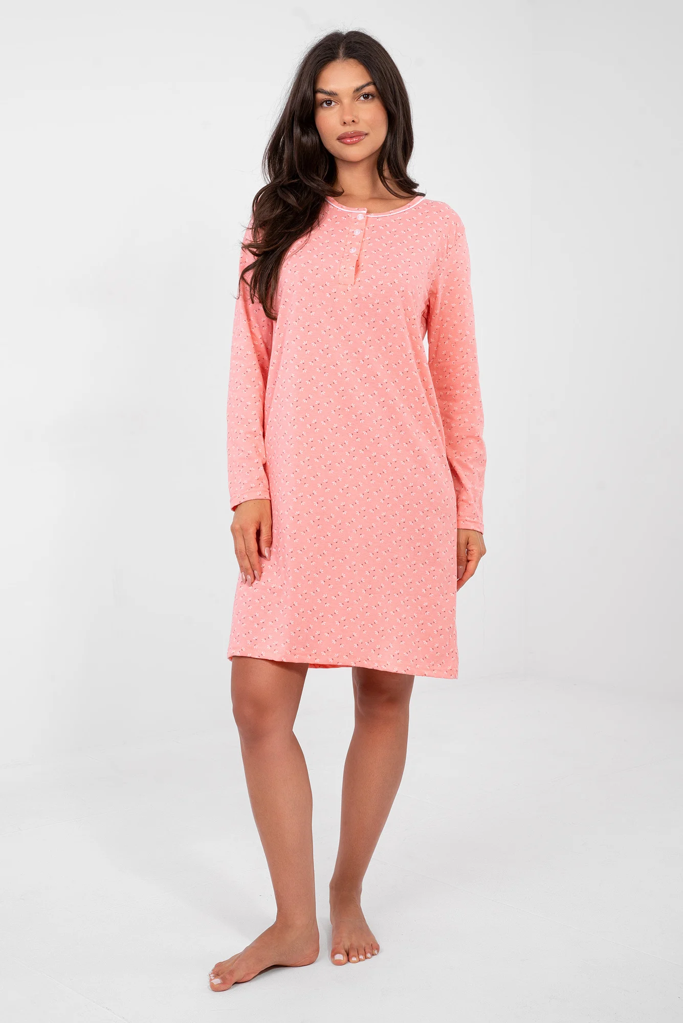 Camasa de Noapte Dama Maxi, Rochie dreapta, Forever Pink, Portocaliu Marimi Mari - imagine 5