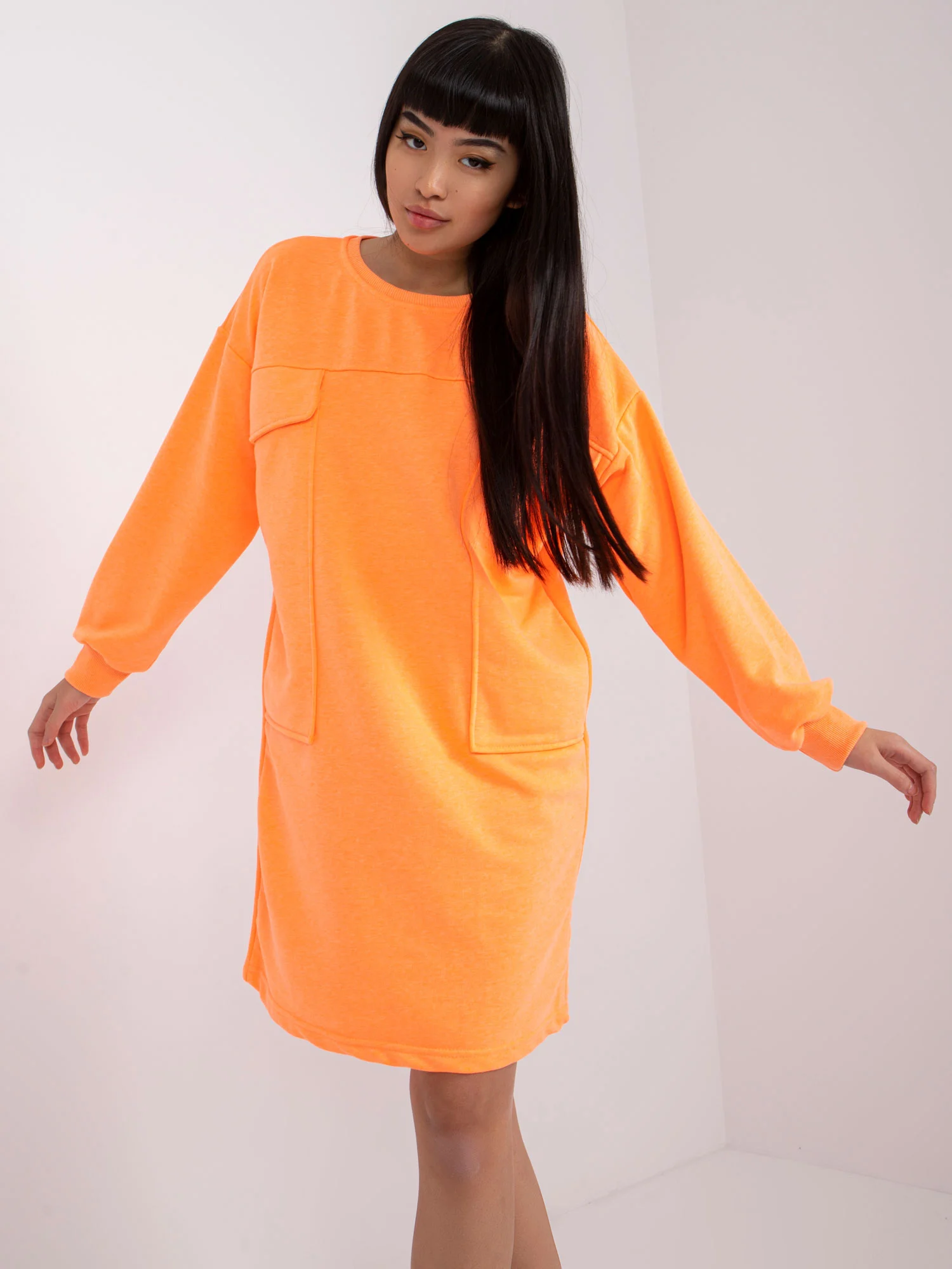 Rochie Dama Maxi, Rochie dreapta, ex moda, Portocaliu Eleganta Office - Image 5