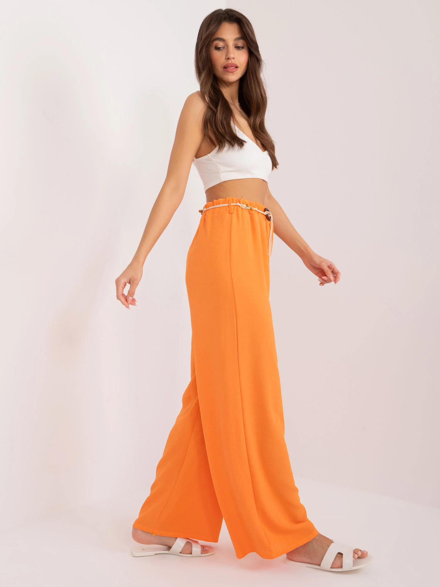 Pantaloni Dama Dreapta, Guler inalt, ITALY MODA, Portocaliu Casual - imagine 6