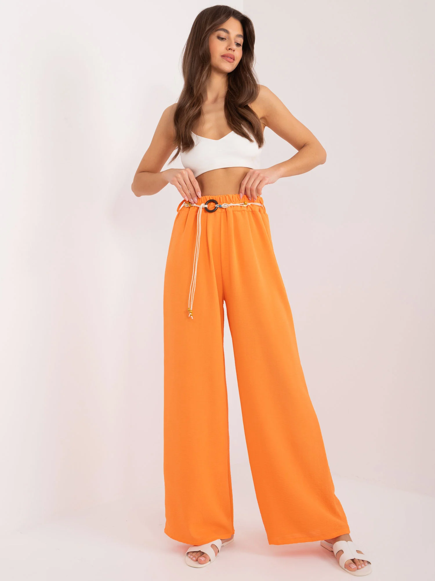 Pantaloni Dama Dreapta, Guler inalt, ITALY MODA, Portocaliu Casual - imagine 2