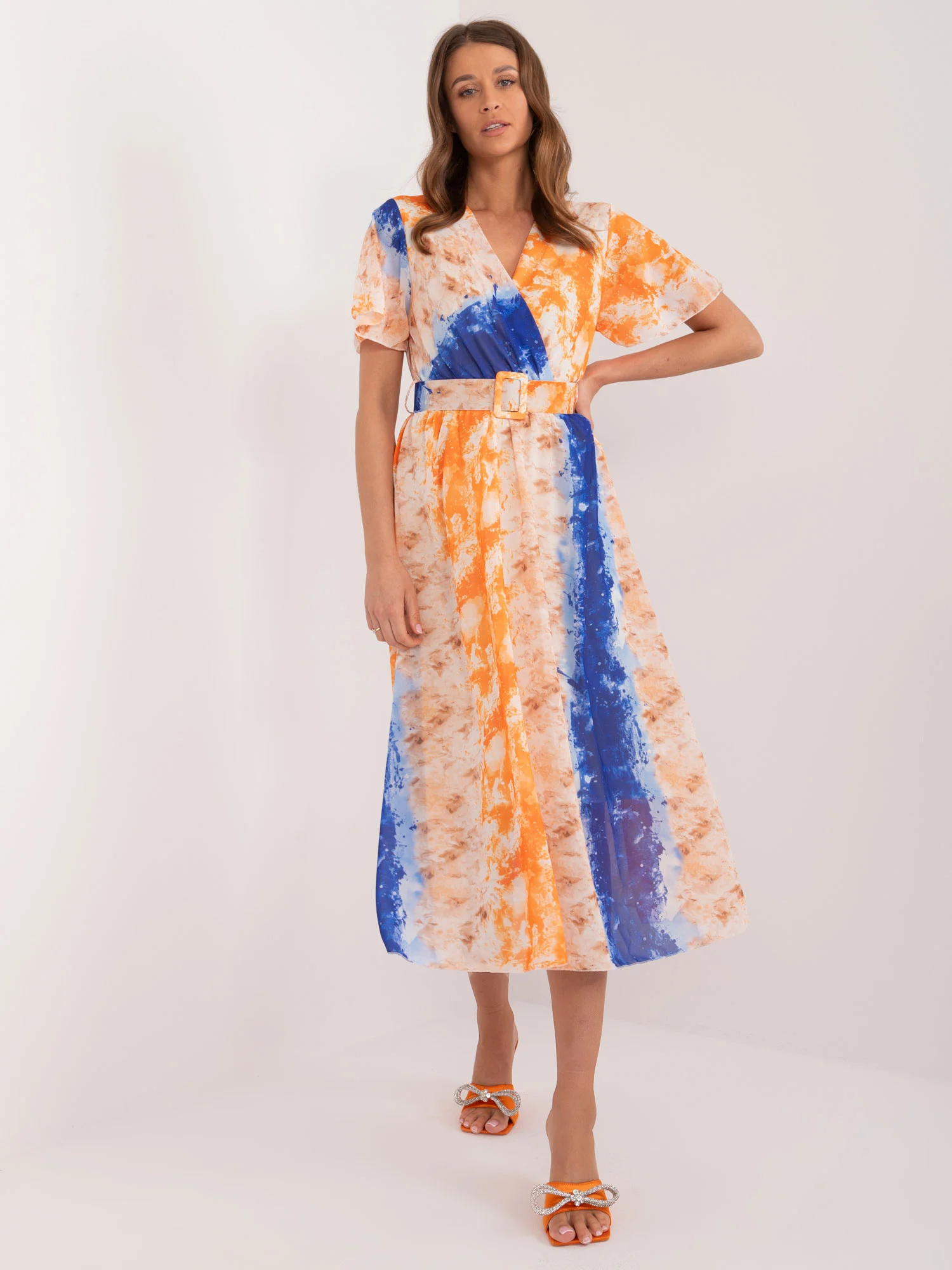 Rochie Dama Midi, Rochie dreapta, ITALY MODA, Portocaliu - Image 3