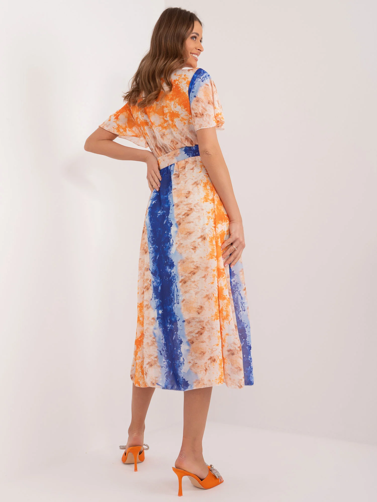 Rochie Dama Midi, Rochie dreapta, ITALY MODA, Portocaliu - Image 2
