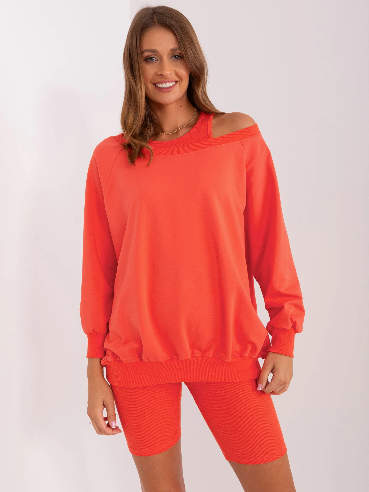 Compleu Dama Mini, Dungi, My Red Lips, Portocaliu Casual - imagine 6
