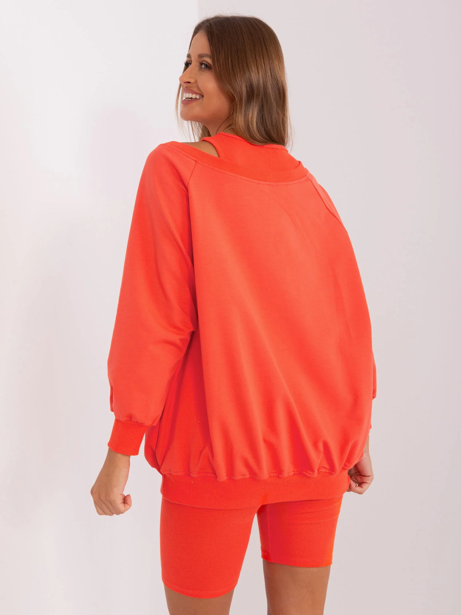 Compleu Dama Mini, Dungi, My Red Lips, Portocaliu Casual - imagine 2