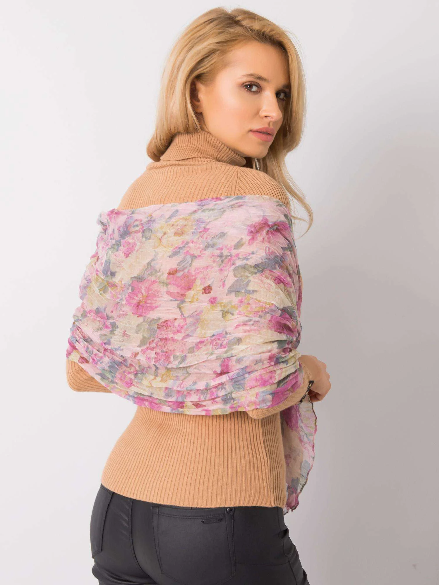 Bandana Dama Floral, Viscoza, Fashion Hunters, Roz - imagine 4