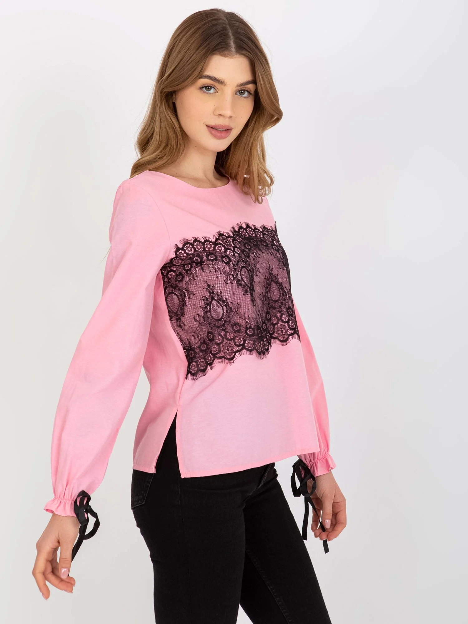 Bluza Dama Maneca lunga, Dantela, LAKERTA, Roz de Petrecere - imagine 5