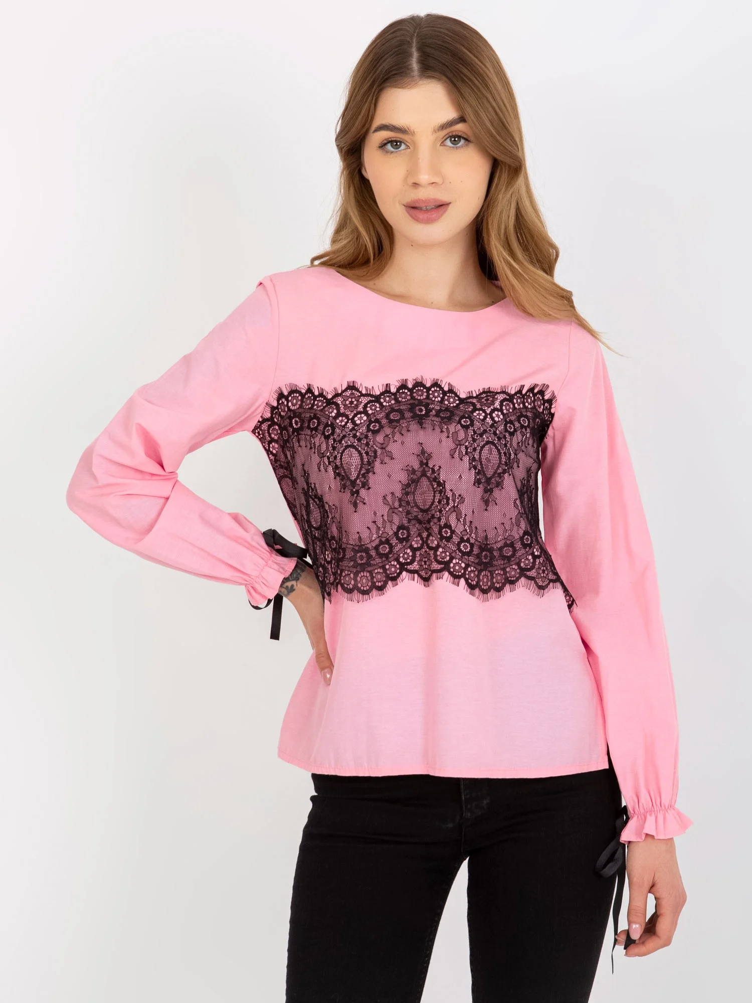 Bluza Dama Maneca lunga, Dantela, LAKERTA, Roz de Petrecere - imagine 2