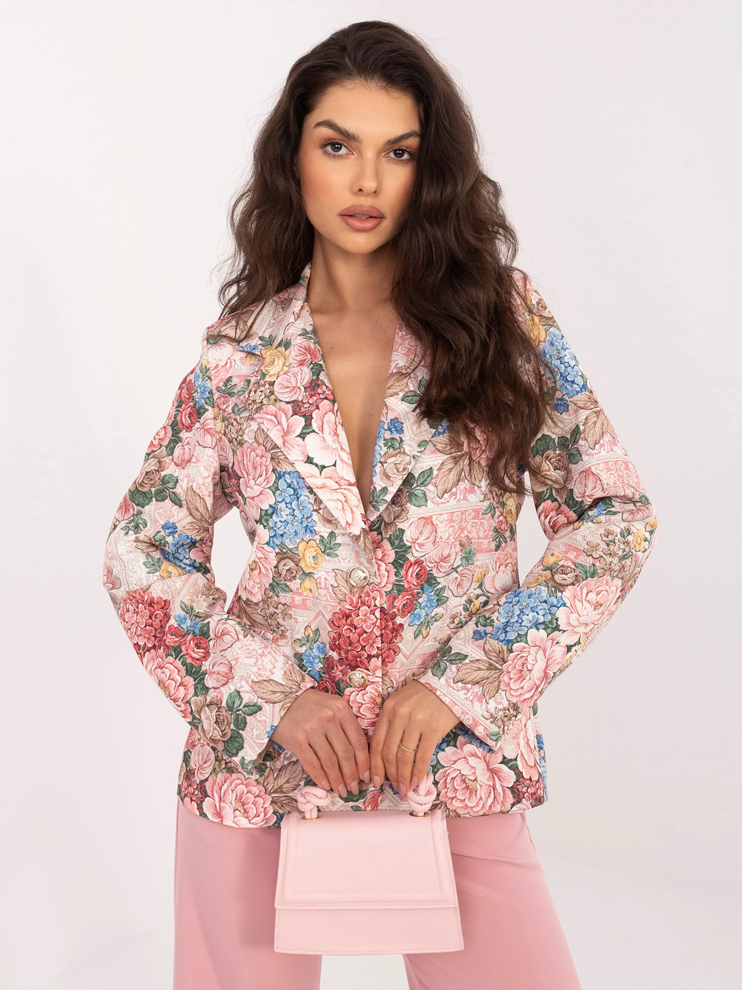 Sacou Dama Maneca lunga, Floral, ITALY MODA, Roz de Vara - imagine 2