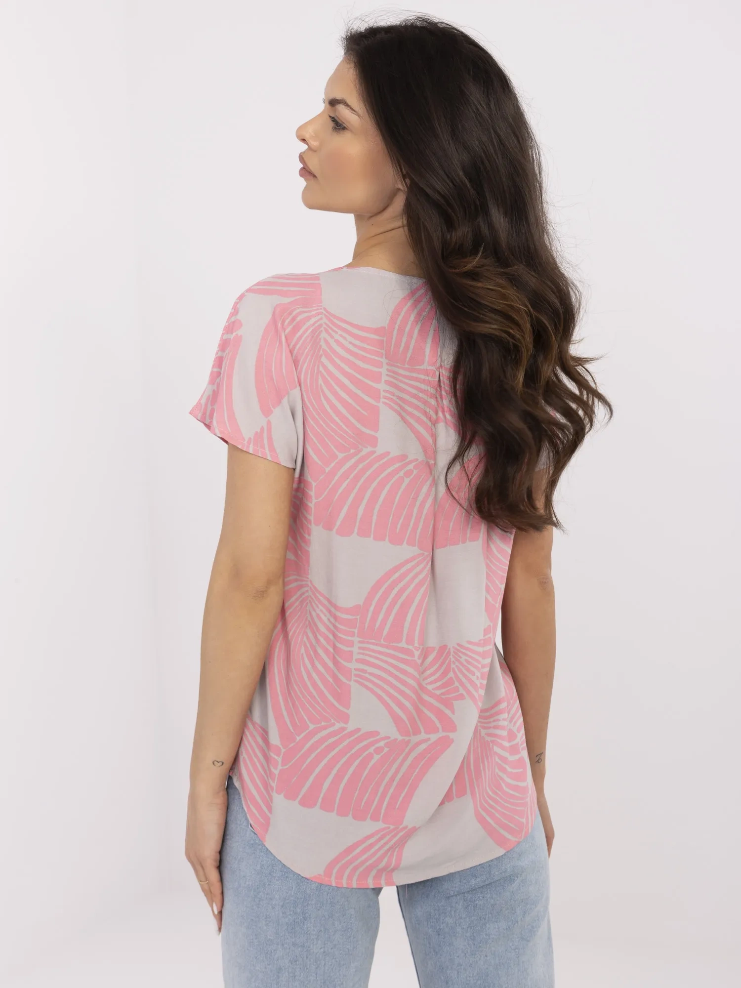 Bluza Dama Mini, Decolteu in V, Sublevel, Roz Casual Marimi Mari - imagine 2