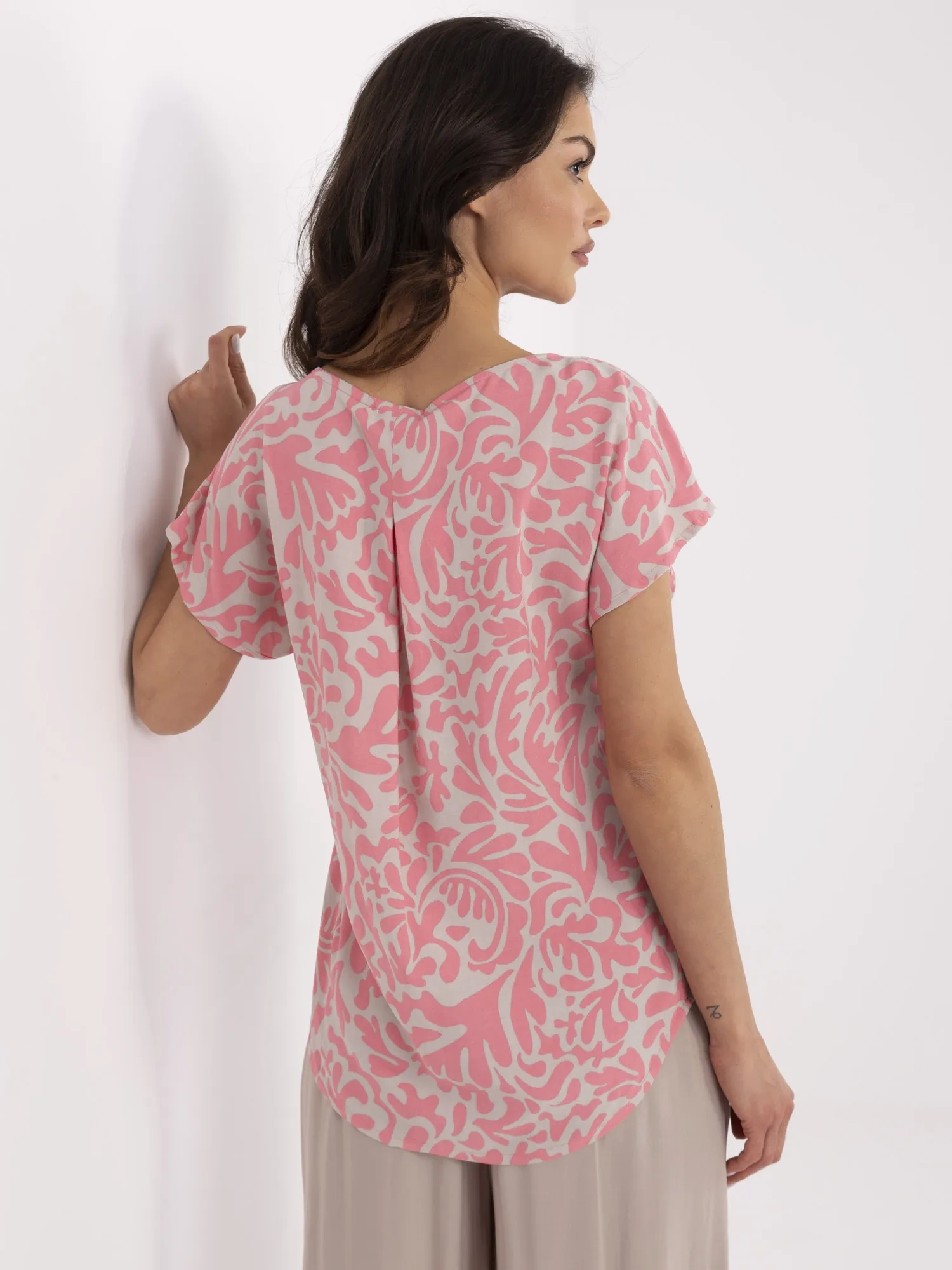 Bluza Dama Mini, Decolteu in V, Sublevel, Roz Casual Marimi Mari - imagine 4