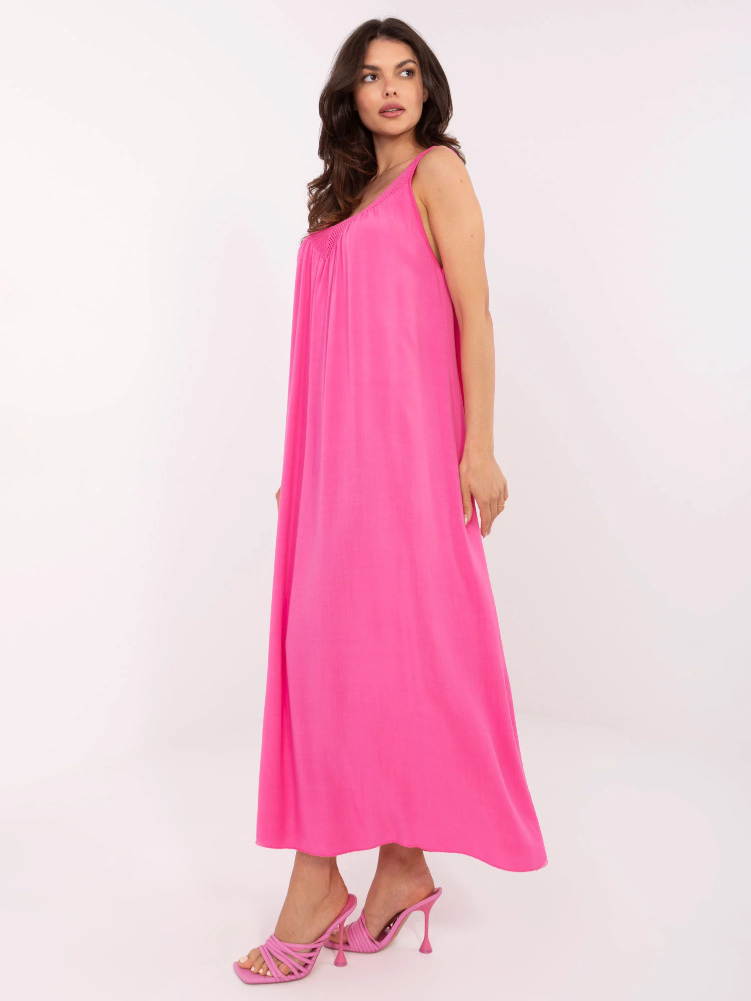 Rochie Dama Midi, Oversize, Och Bella, Roz de Vara - Image 3