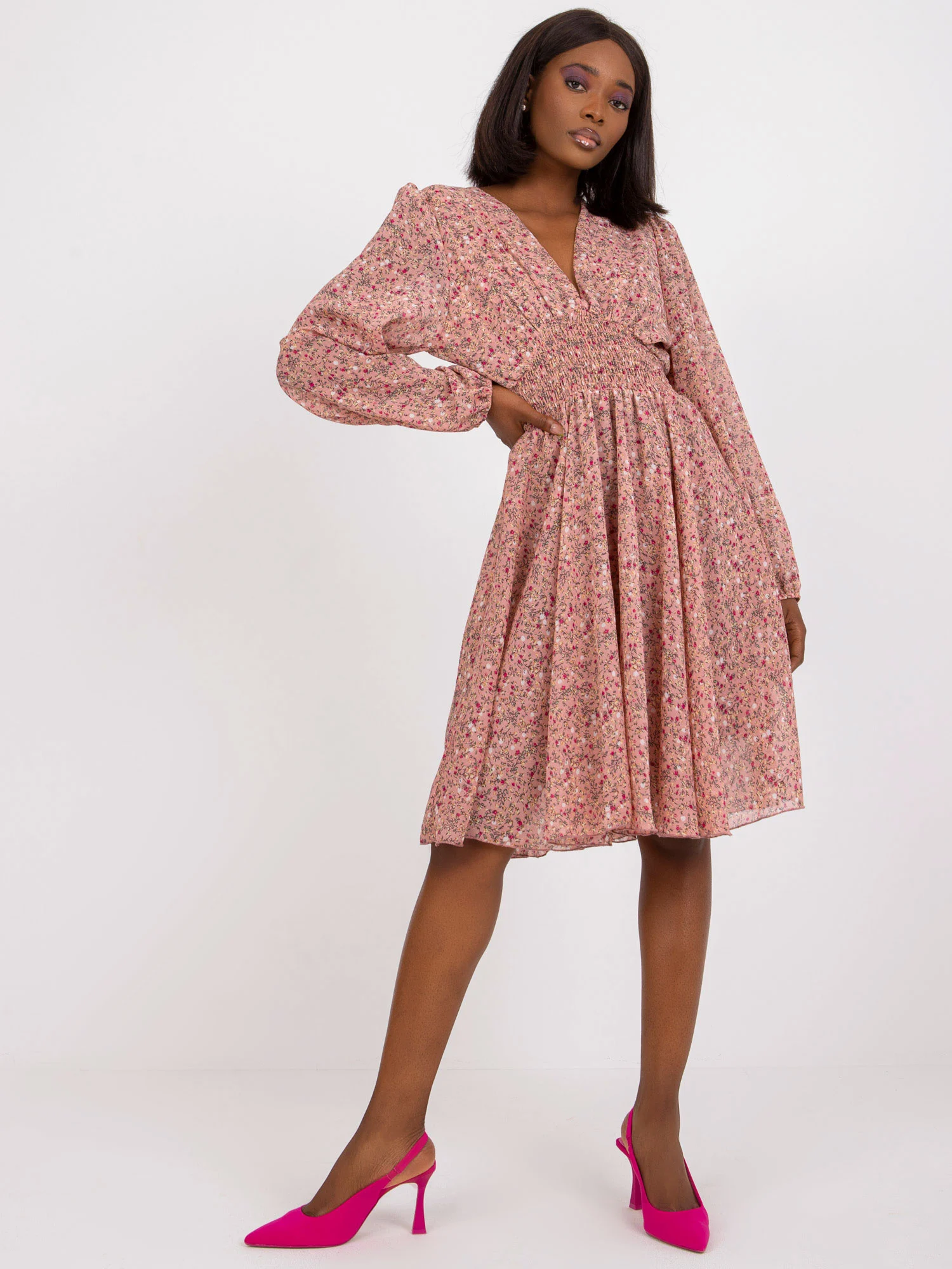 Rochie Dama Maxi, Floral, ZULUNA, Roz Eleganta Office - Image 5