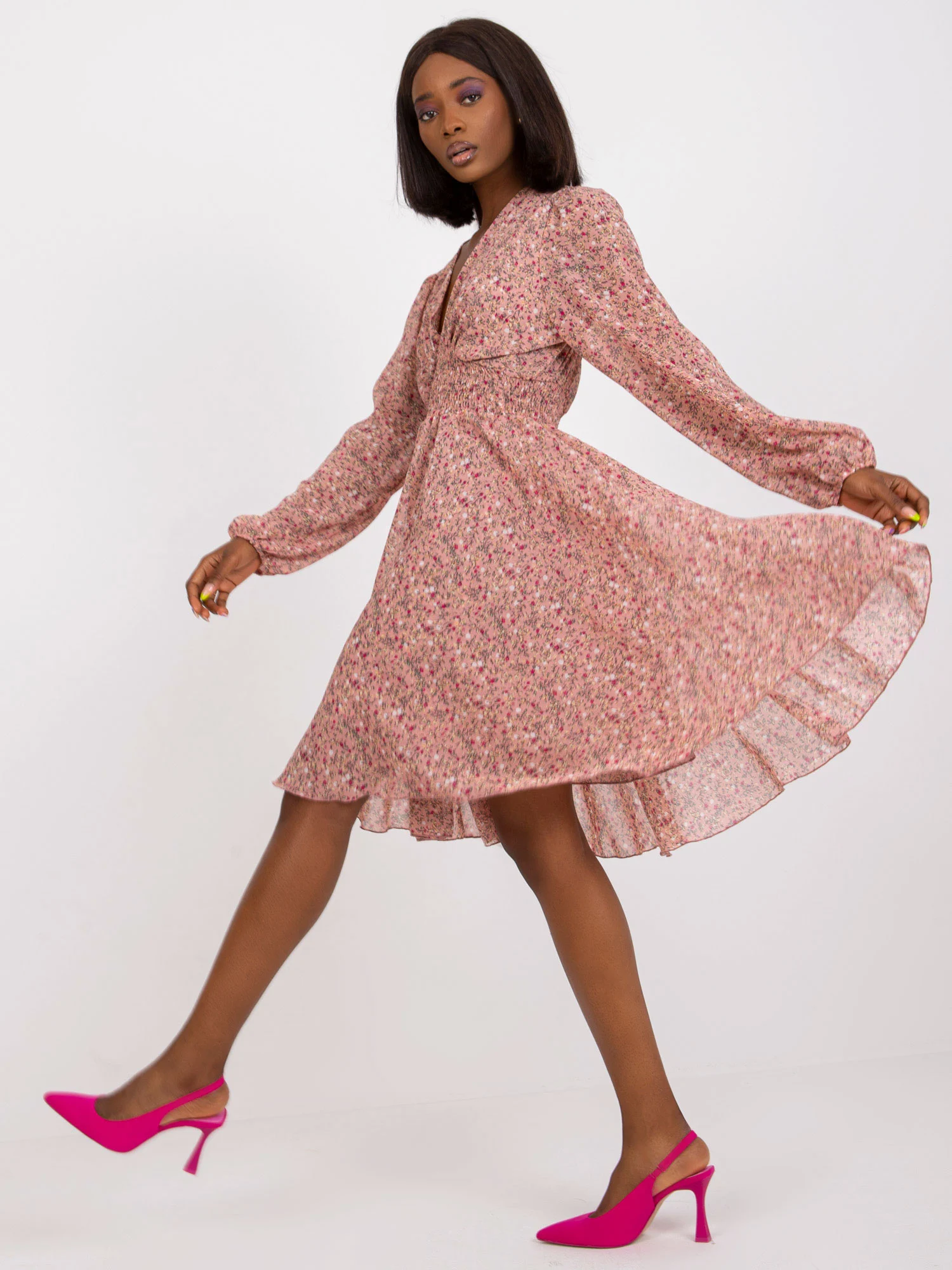 Rochie Dama Maxi, Floral, ZULUNA, Roz Eleganta Office - Image 2