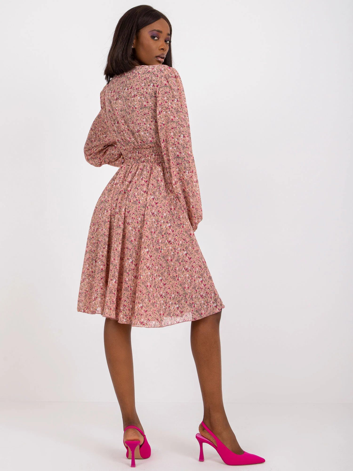 Rochie Dama Maxi, Floral, ZULUNA, Roz Eleganta Office - Image 4