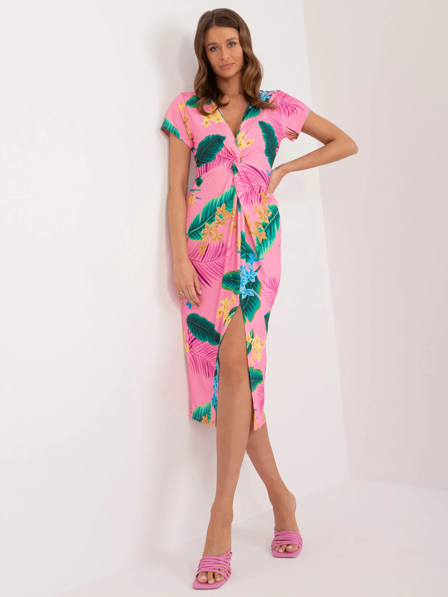Rochie Dama Midi, Rochie creion, ITALY MODA, Roz - Image 4