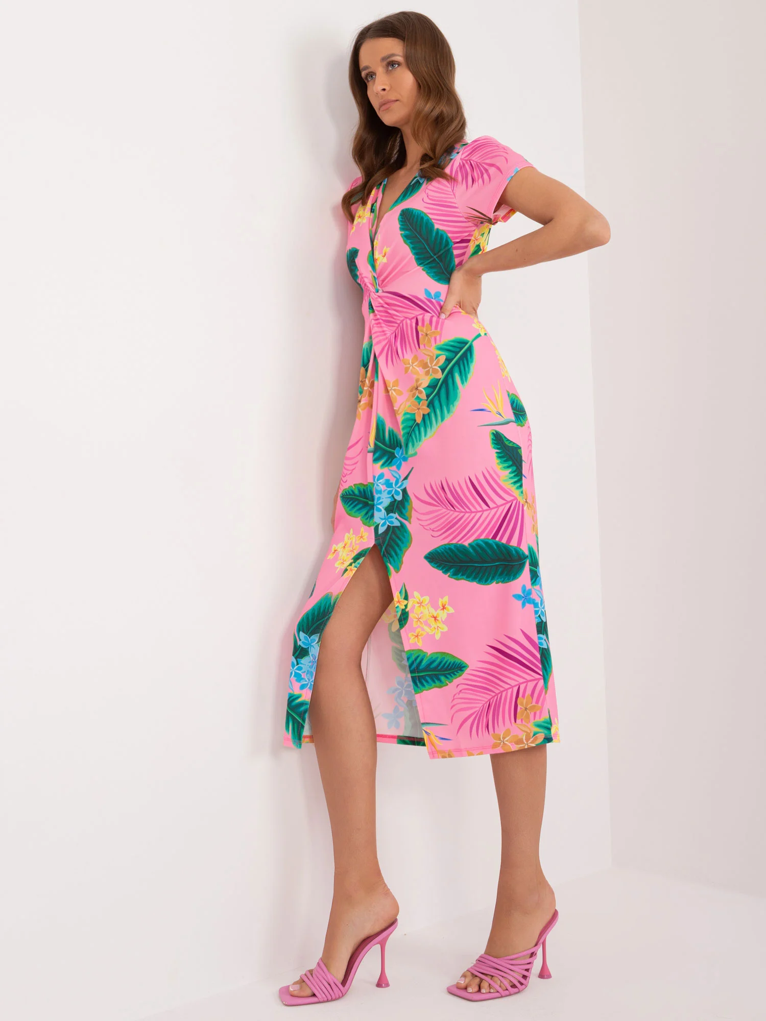 Rochie Dama Midi, Rochie creion, ITALY MODA, Roz - Image 2