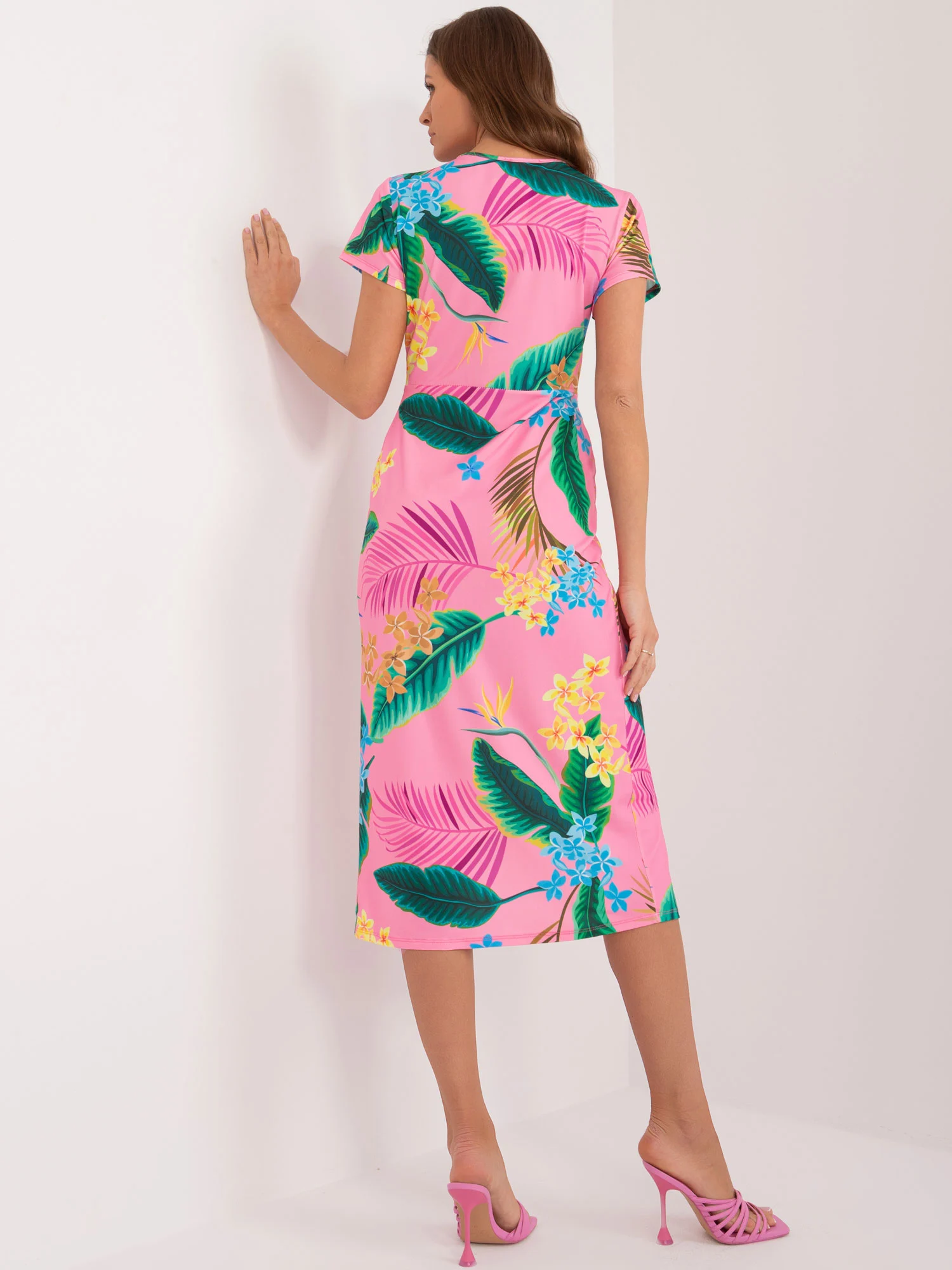 Rochie Dama Midi, Rochie creion, ITALY MODA, Roz - Image 3