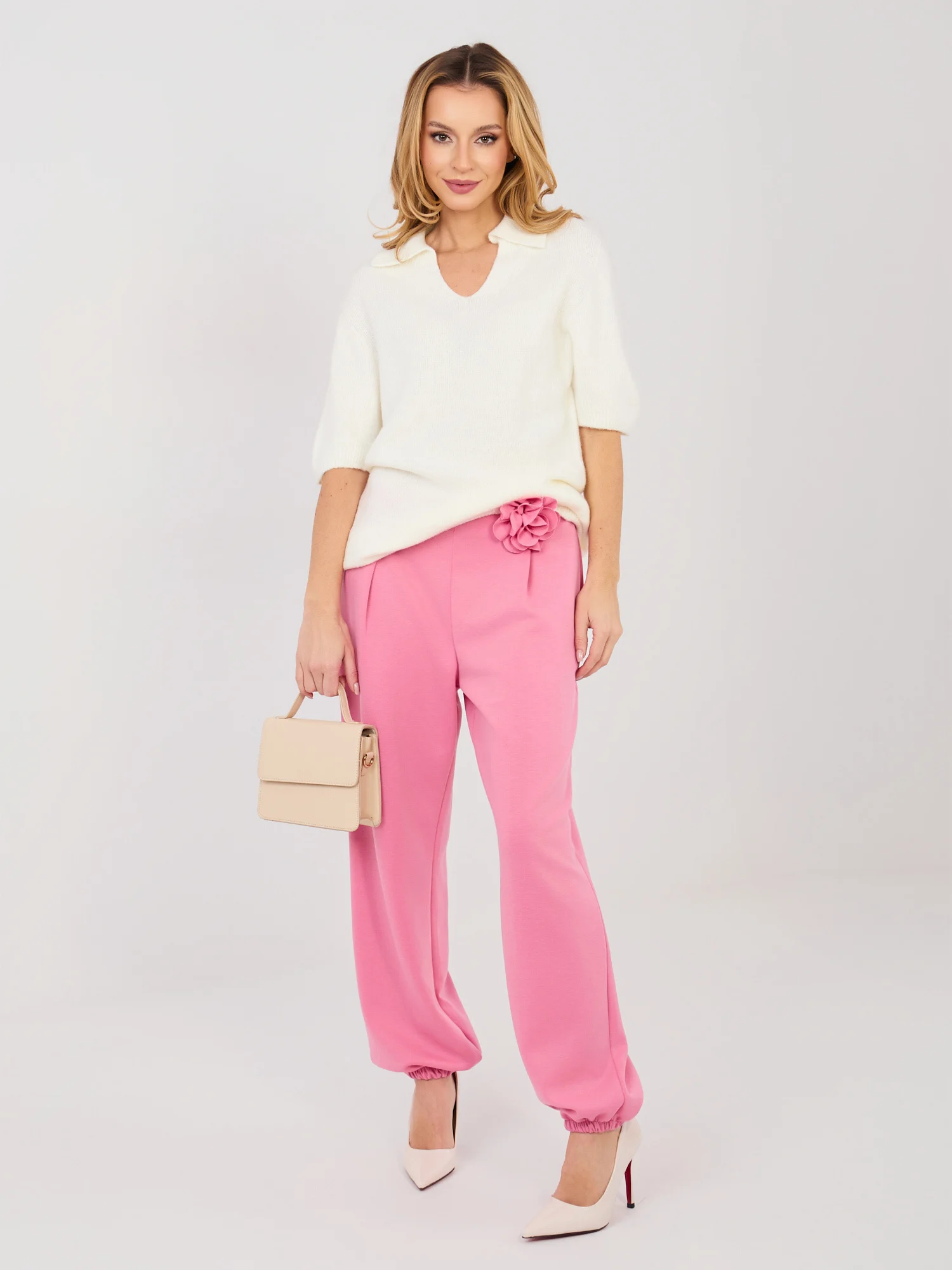 Pantaloni Dama Lunga, Elegant, ITALY MODA, Roz Eleganta - Image 3