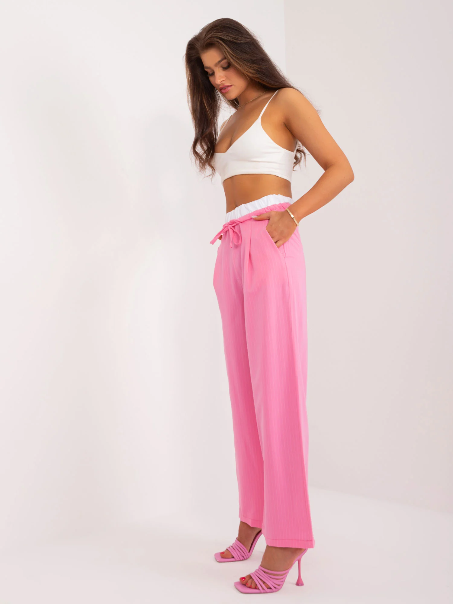Pantaloni Dama Dungi, Elegant, ITALY MODA, Roz de Petrecere - imagine 2