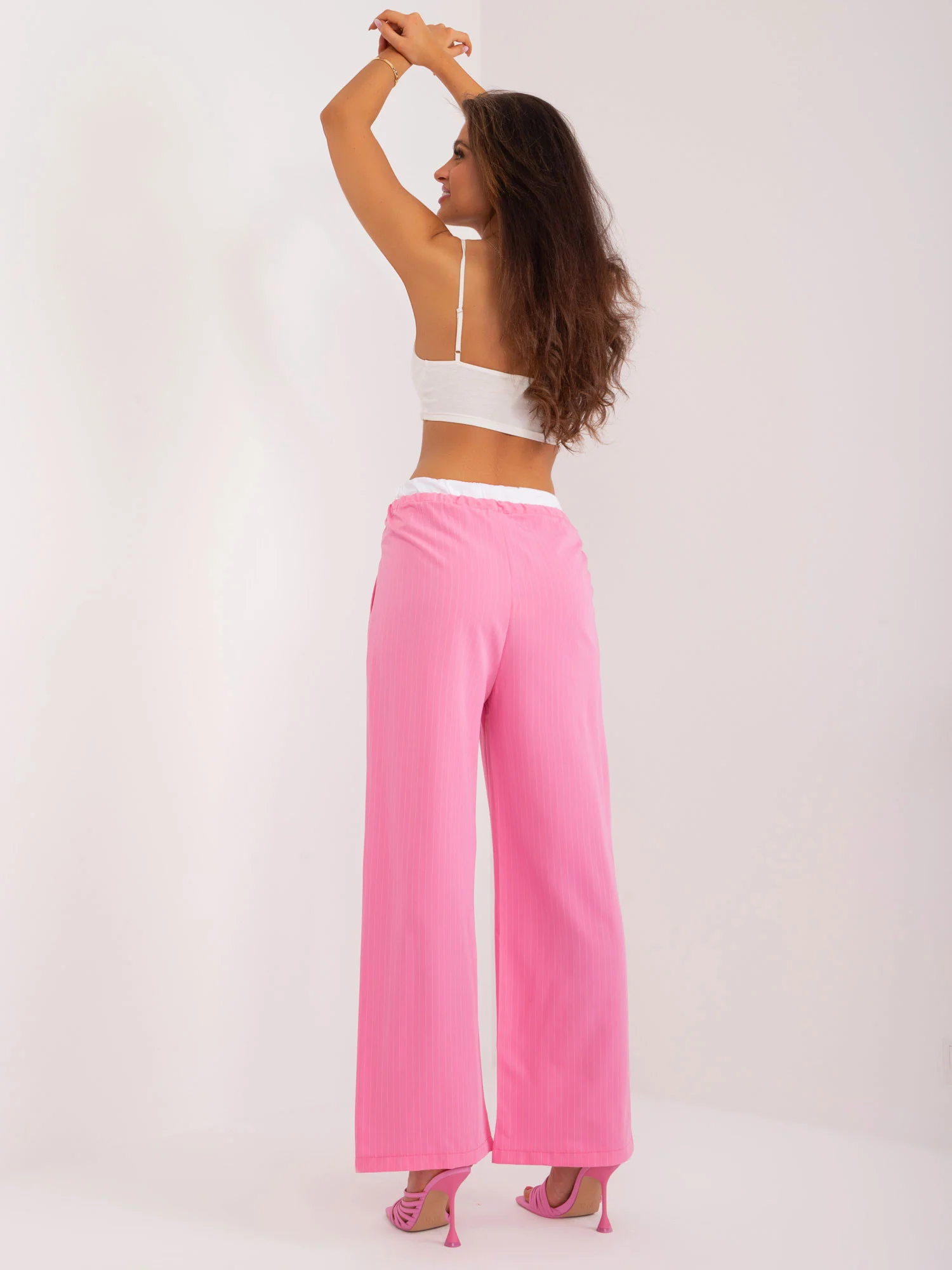 Pantaloni Dama Dungi, Elegant, ITALY MODA, Roz de Petrecere - imagine 3