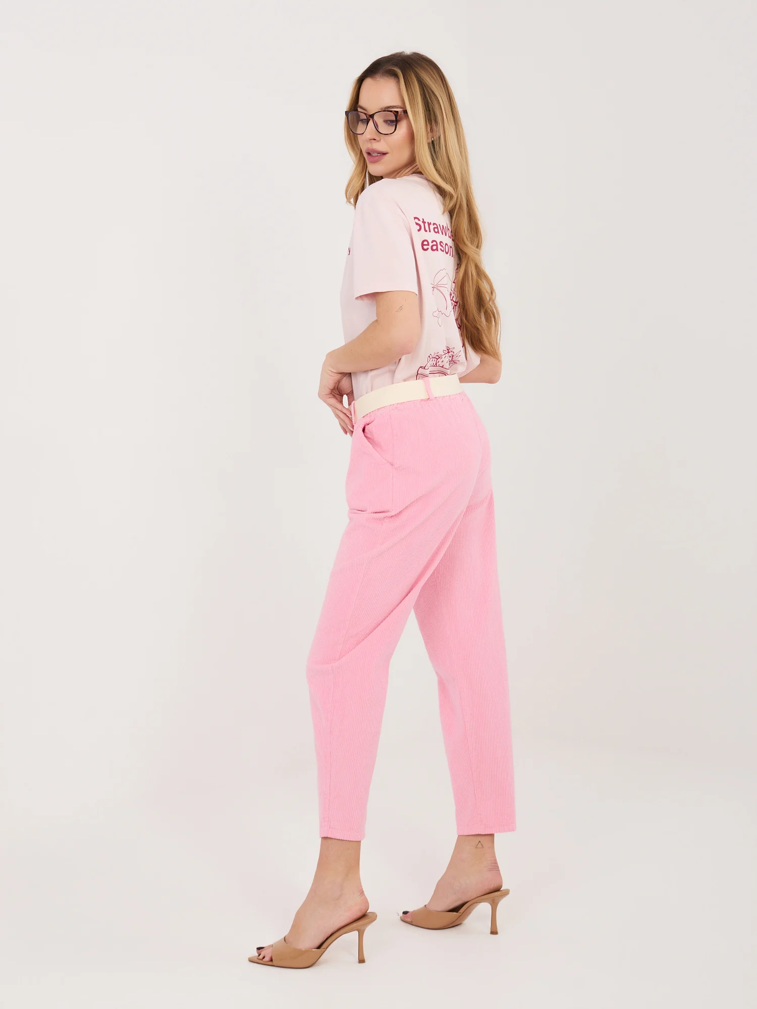 Pantaloni Dama 7/8, Conica, ITALY MODA, Roz Eleganta Office - imagine 2