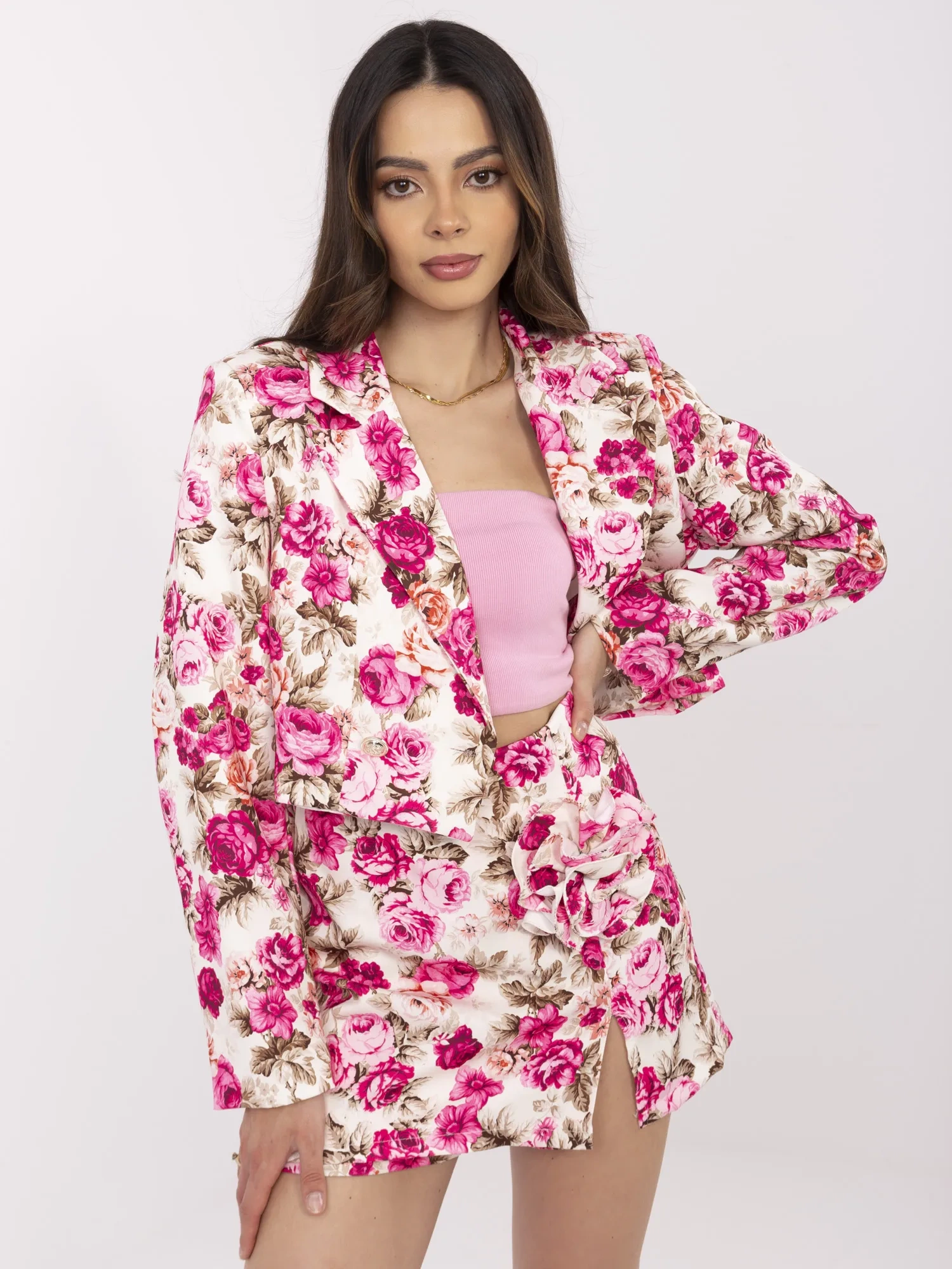 Compleu Dama Mini, Floral, ITALY MODA, Roz de Petrecere - imagine 3