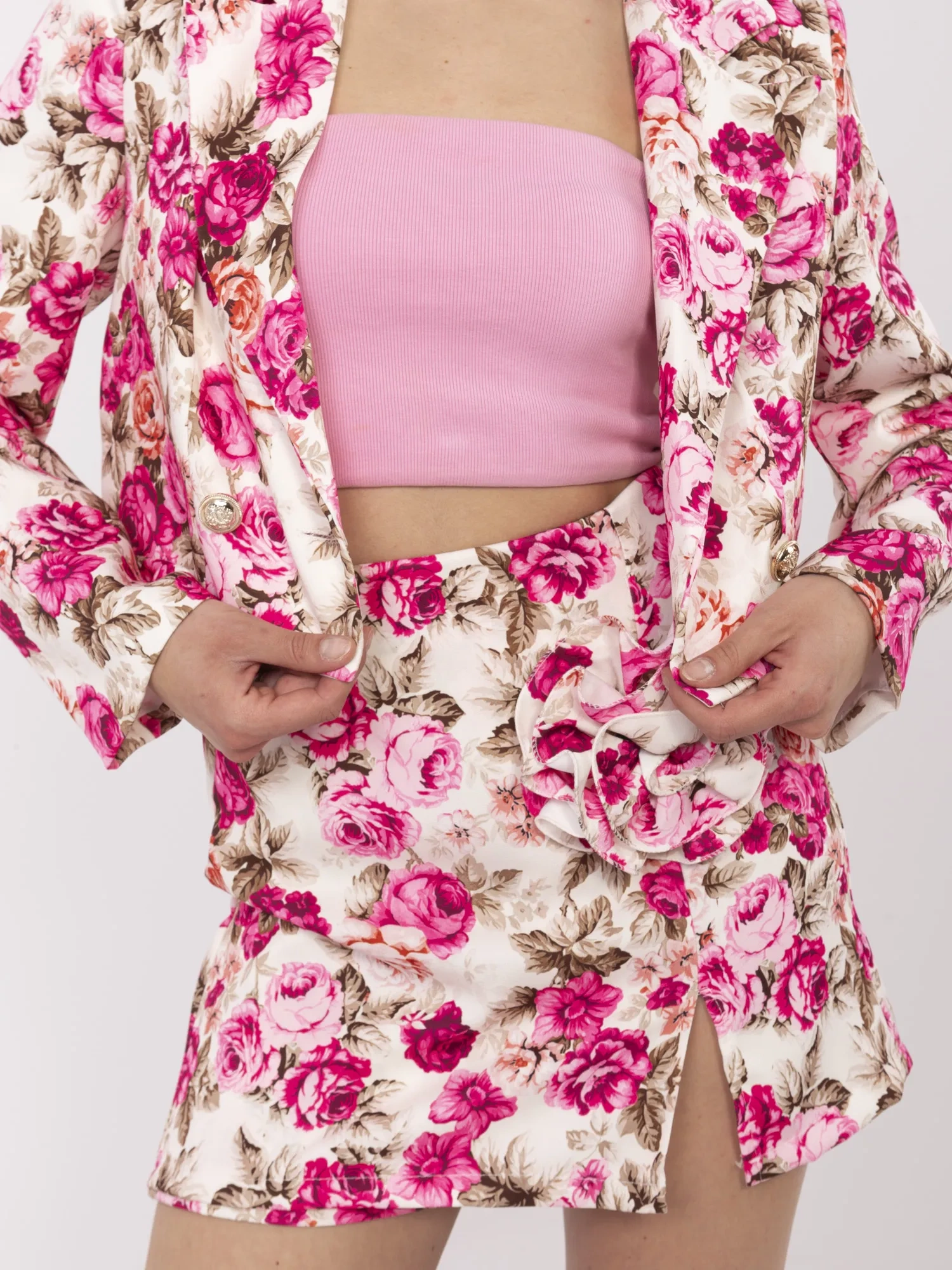 Compleu Dama Mini, Floral, ITALY MODA, Roz de Petrecere - imagine 5