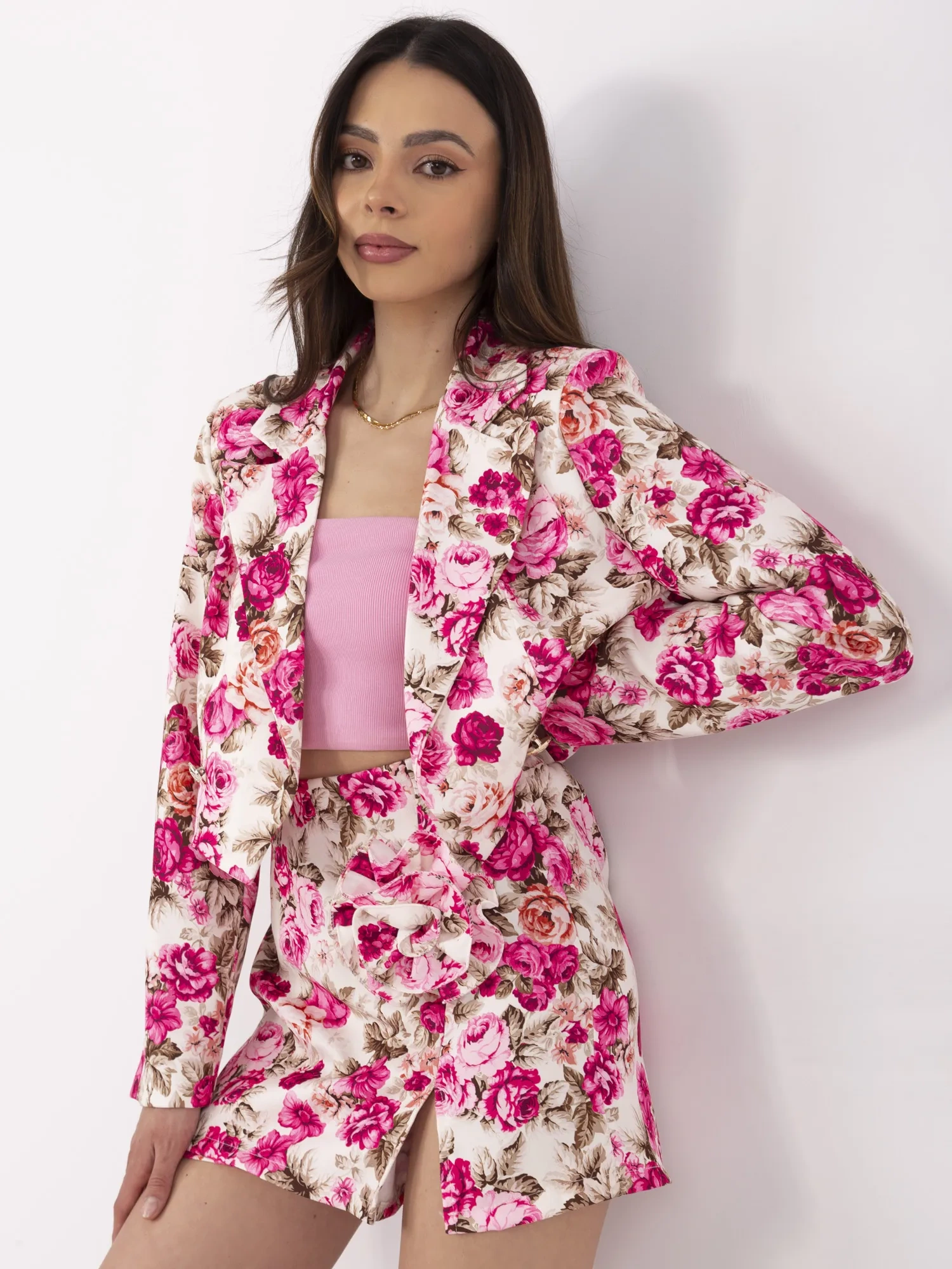 Compleu Dama Mini, Floral, ITALY MODA, Roz de Petrecere - imagine 2