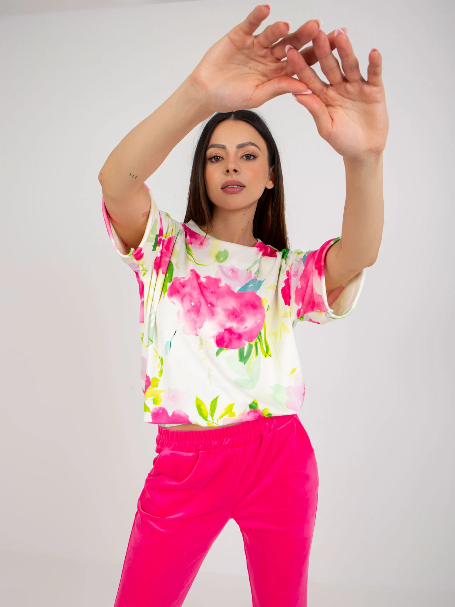 Compleu Dama Mini, Floral, RUE PARIS, Roz Casual - imagine 2