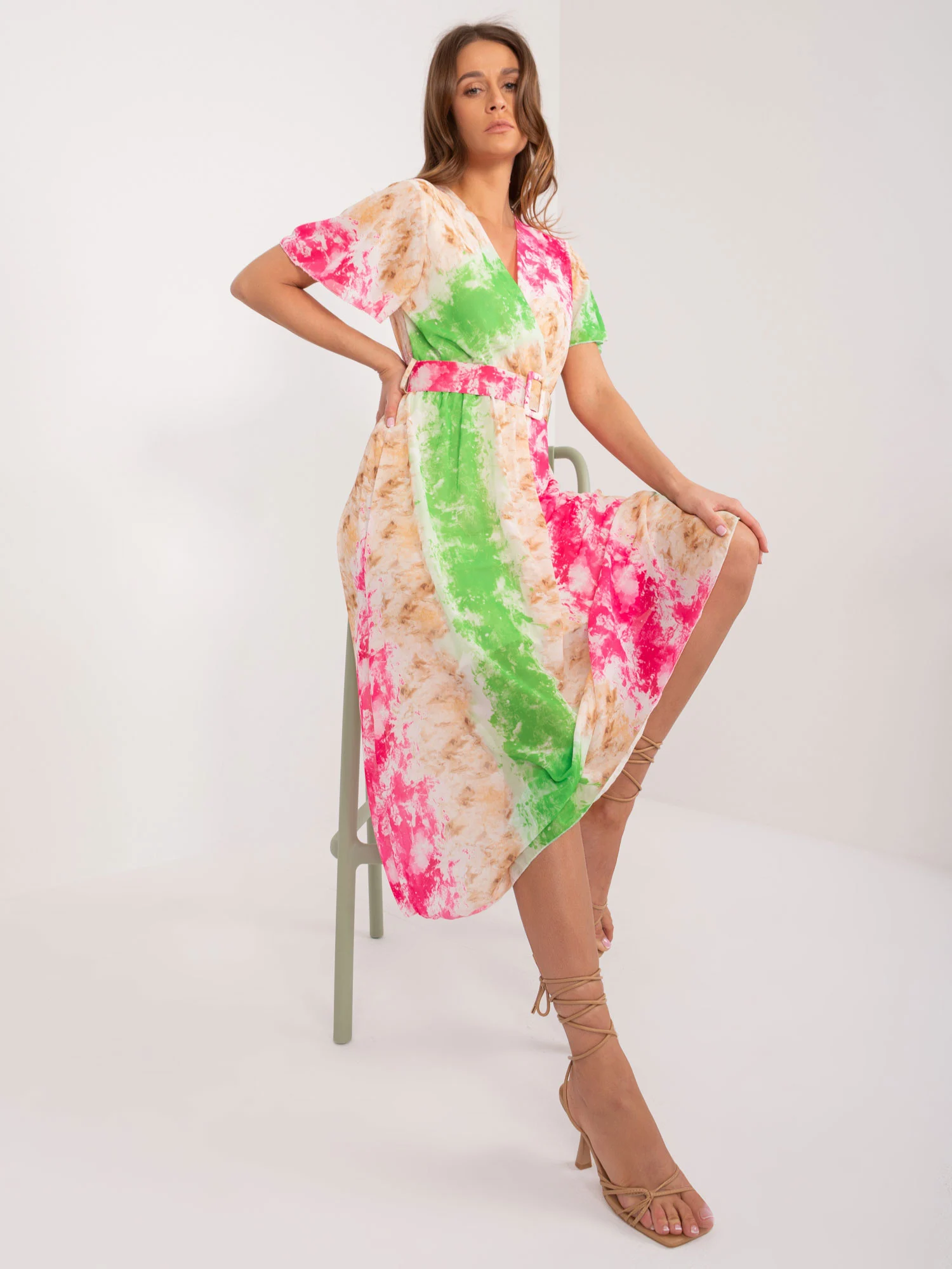 Rochie Dama Midi, Rochie dreapta, ITALY MODA, Roz - Image 3