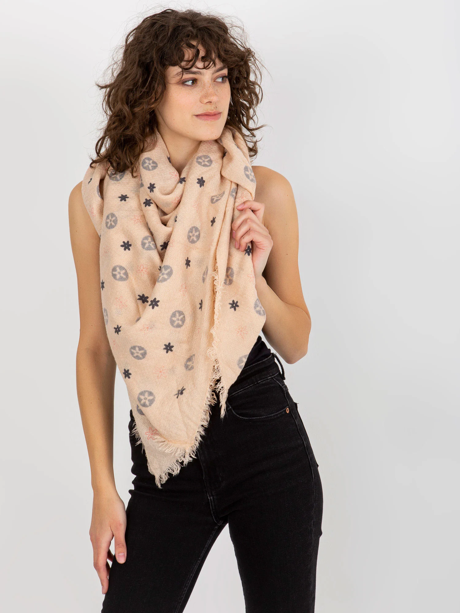 Bandana Dama Imprimat, Acril, Fashion Hunters, Somon - imagine 2